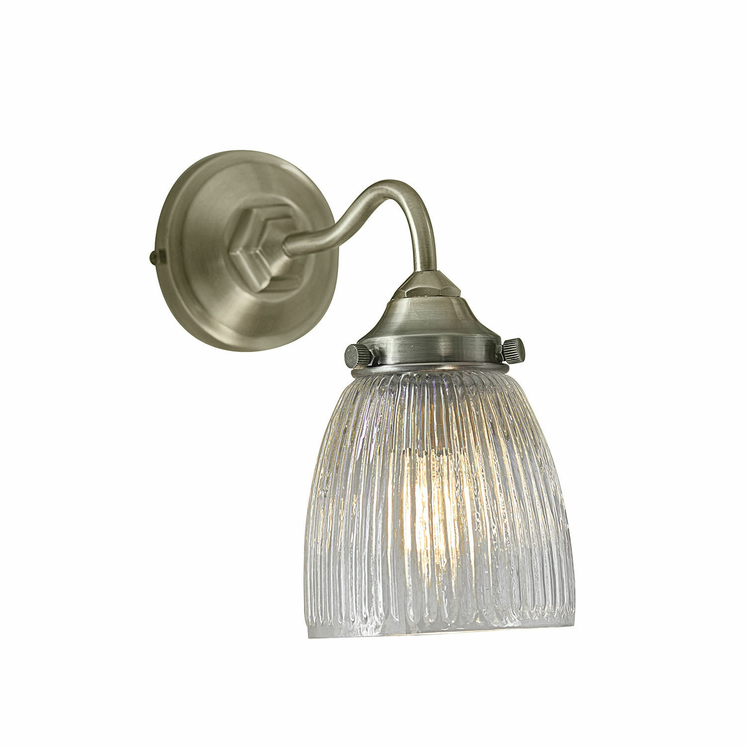 Wandlampe Tanaelva Wandleuchte aus Metall mit transparentem Glas-Schirm, modernes Innenraumlicht