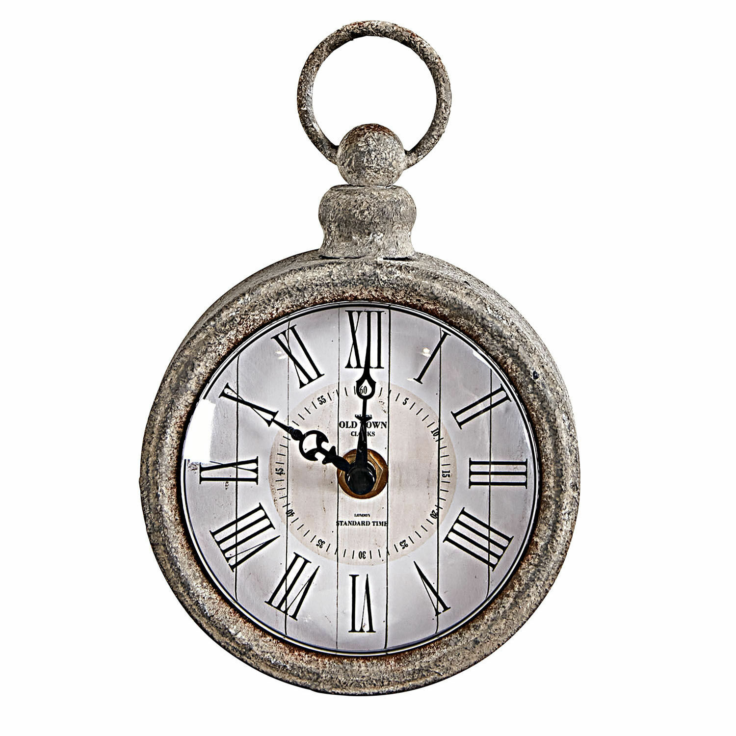 Uhr Vivacique Vintage Wanduhr mit grauem Metallrahmen und römischen Ziffern im klassischen Design