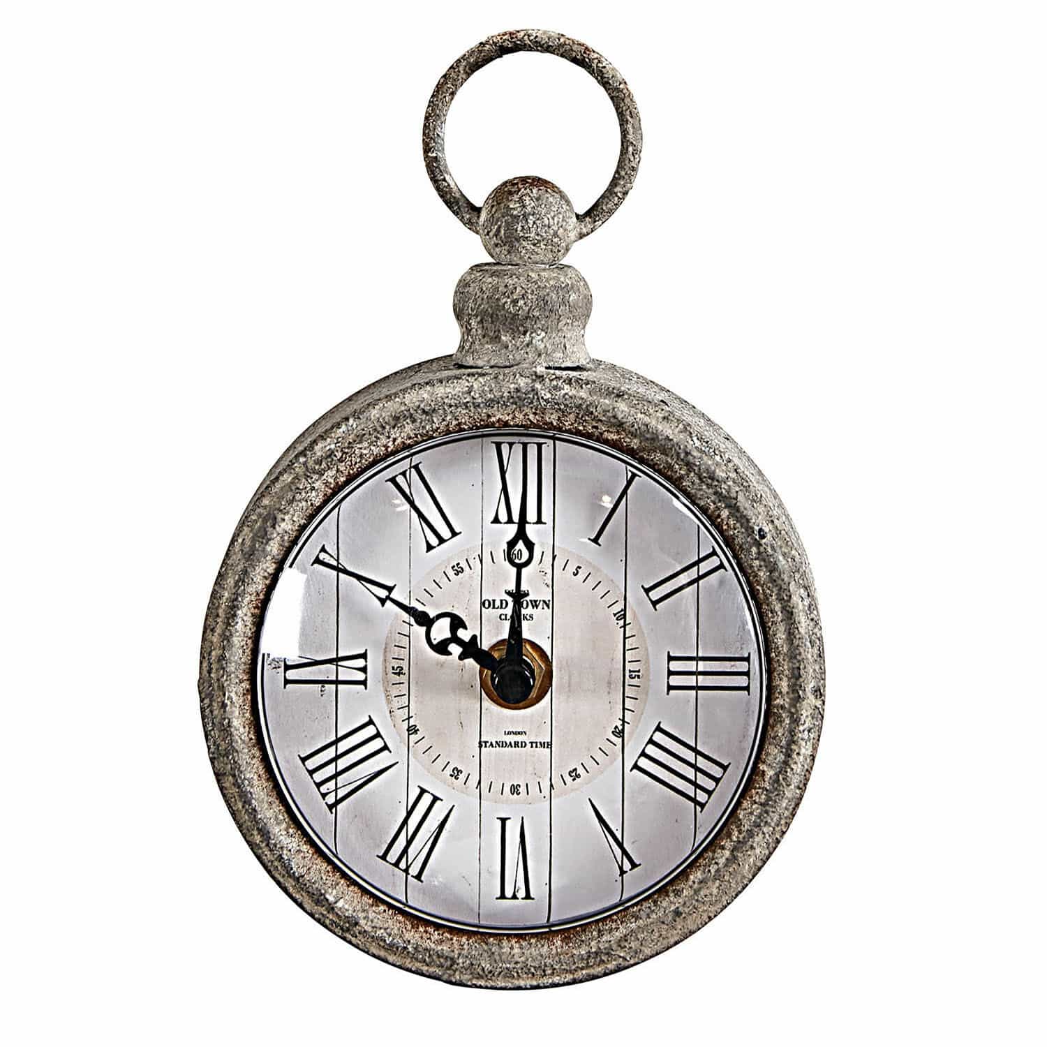 Uhr Vivacique Vintage Wanduhr mit grauem Metallrahmen und römischen Ziffern im klassischen Design