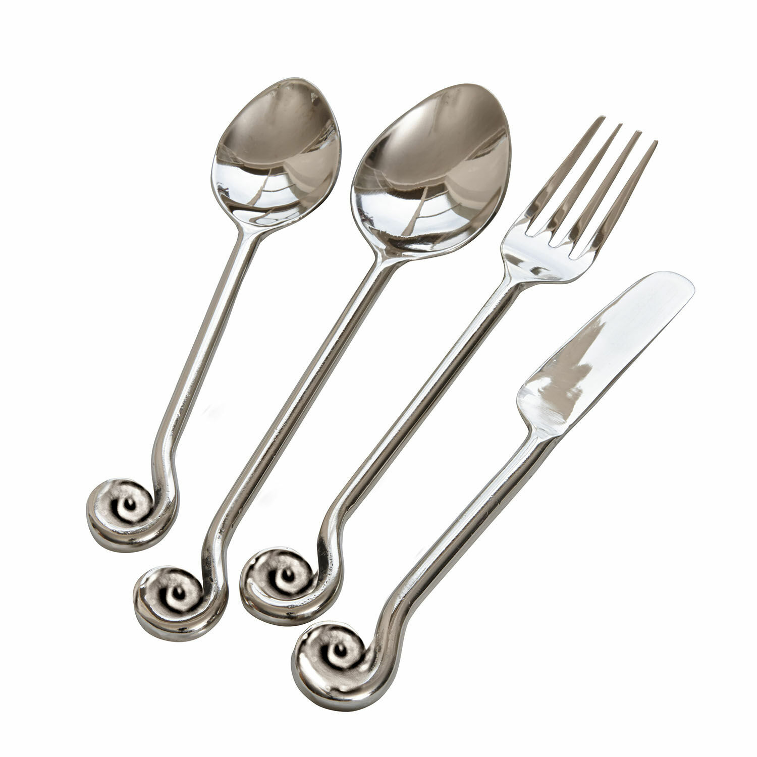 Besteckset Hadley aus silbernem Edelstahl mit dekorativem gedrehtem Griff