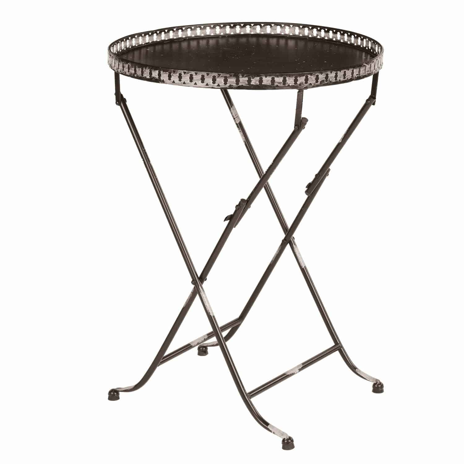Klappbarer Beistelltisch Bierret aus Metall in Schwarz und Braun, ideal für Wohnzimmer
