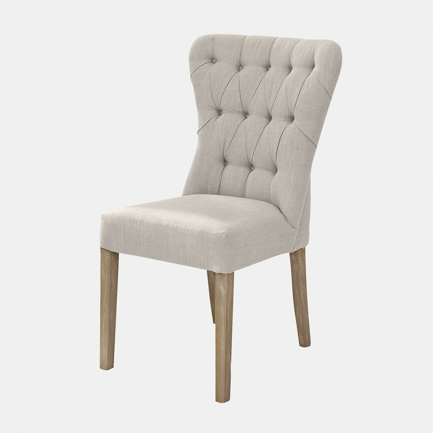 beige Beiger Saint Laurent Stuhl mit Stoffbezug und Holzbeinen, eleganter Esszimmerstuhl