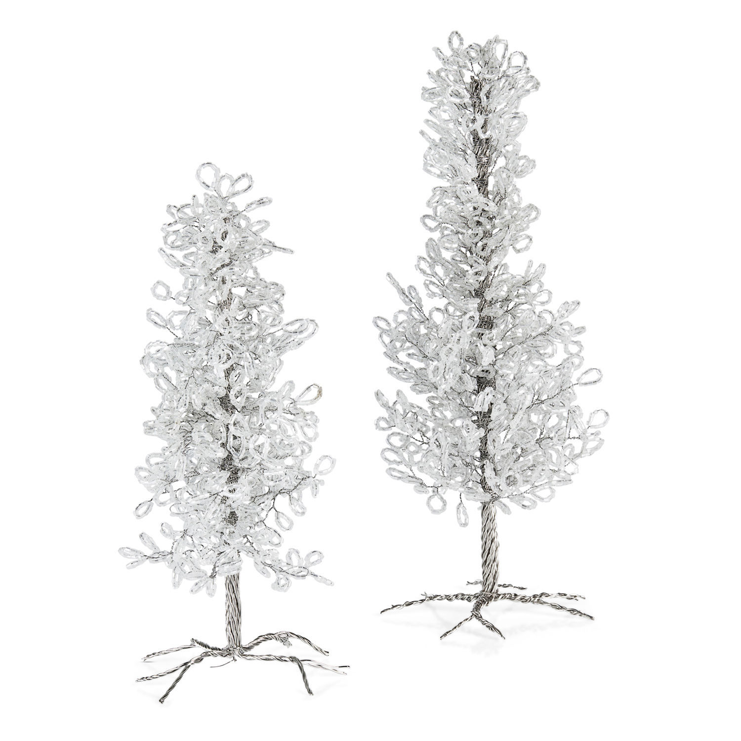 Deko-Bäume 2er Set Grenville Dekorative Bäumchen aus transparenten Perlen auf Metallfuß, festliche Weihnachtsdeko