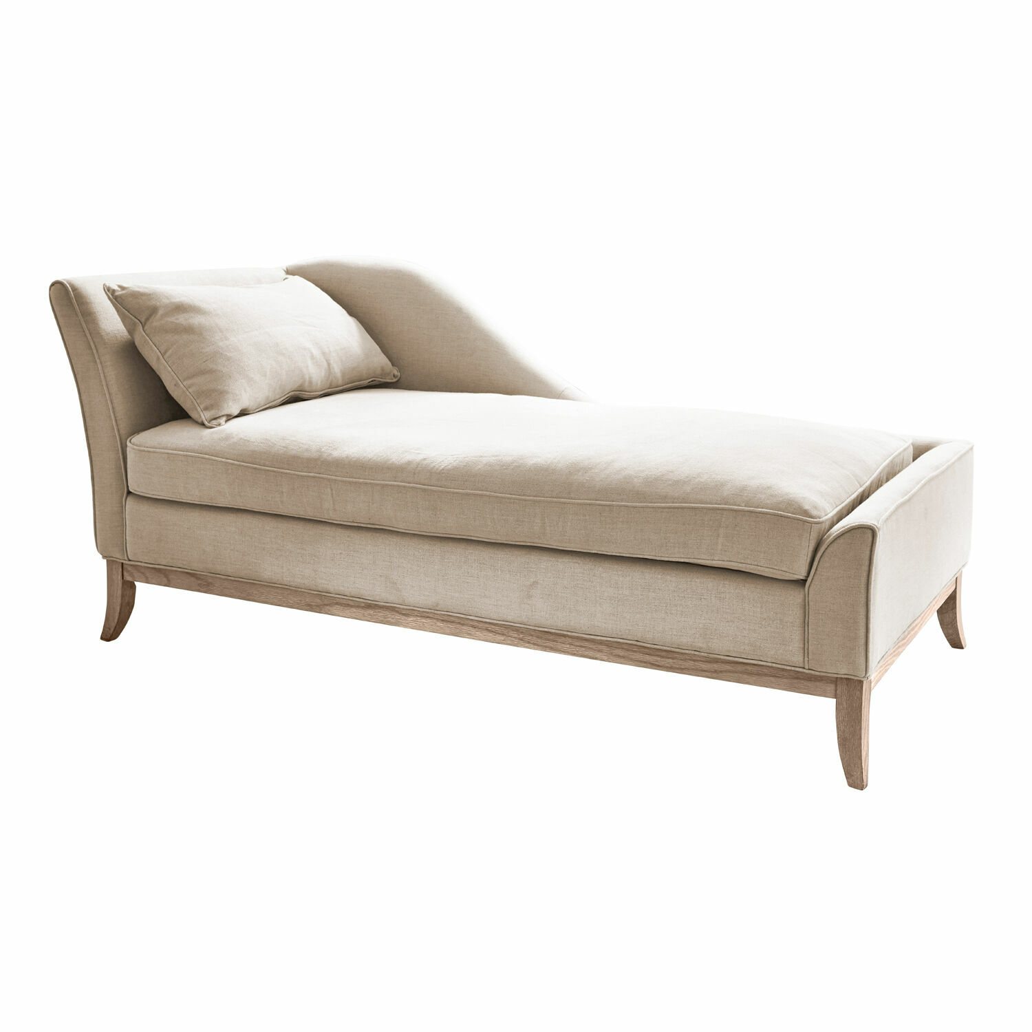 beige Beige Chaiselongue Alphonse aus Stoff und Holz, elegantes Wohnzimmermöbel zum Entspannen