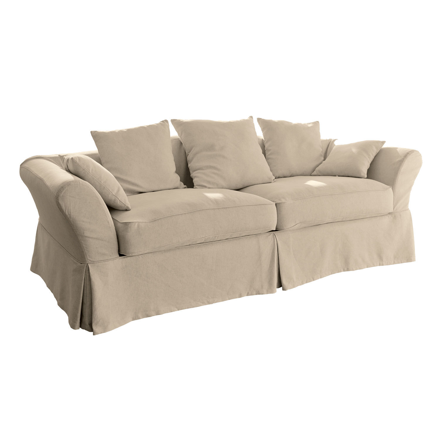Sofa Worcester Beige Stoffsofa mit Kissen, bequeme Couch für Wohnzimmer, Polstermöbel
