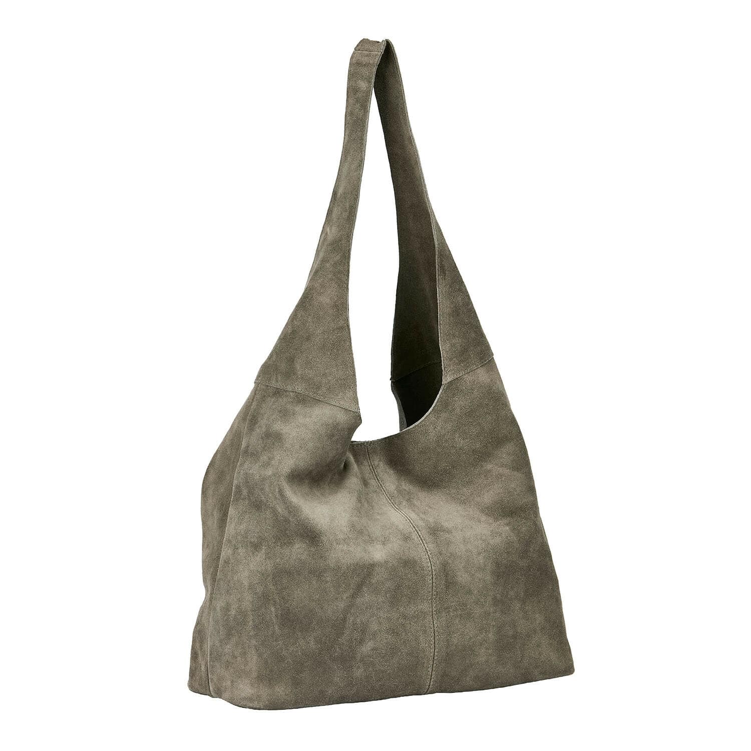 Tasche Velorio Graue Wildleder-Umhängetasche mit weicher Struktur, praktisches Accessoire für den Alltag