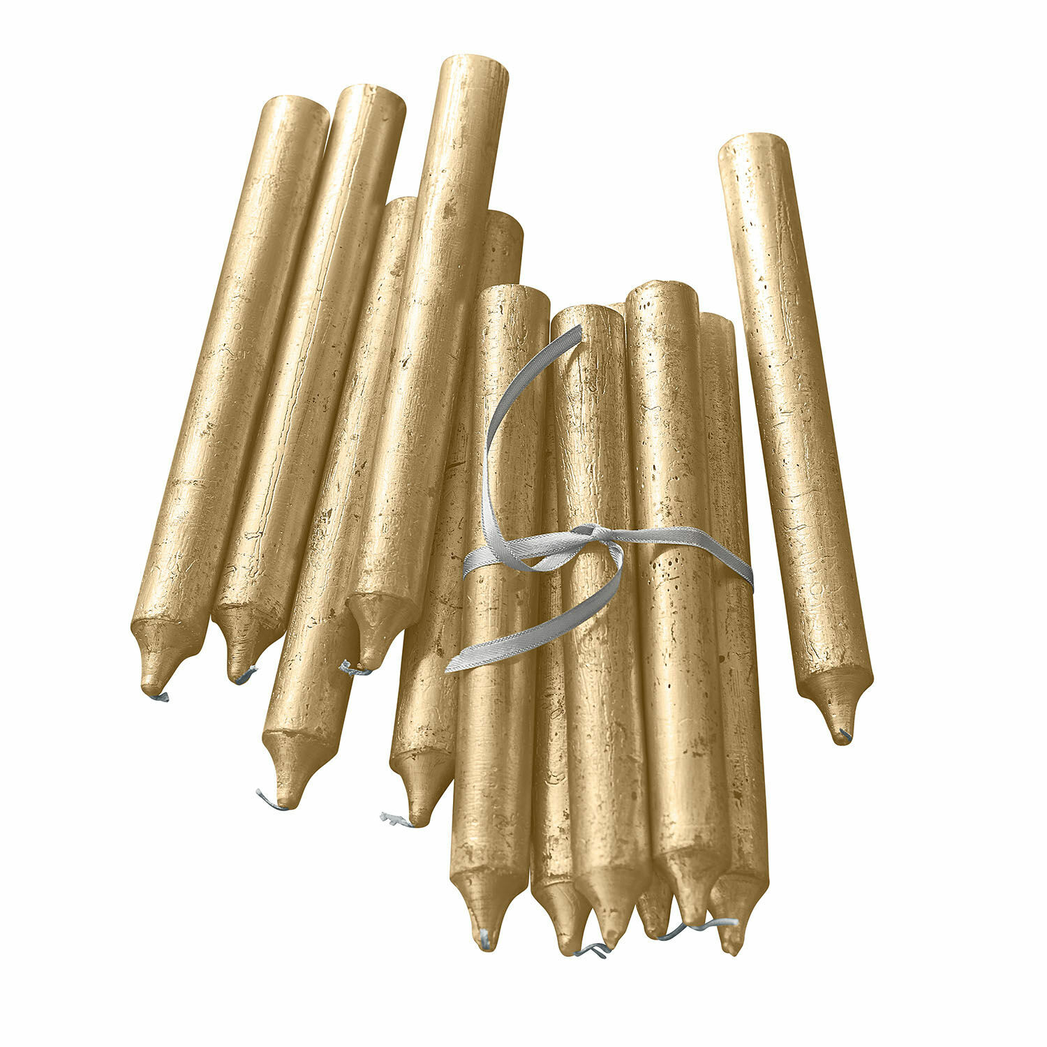 Kerze 20er Set Lysarion Set aus goldfarbenen Stabkerzen aus Wachs mit leicht glänzender Oberfläche, festliche Dekoration
