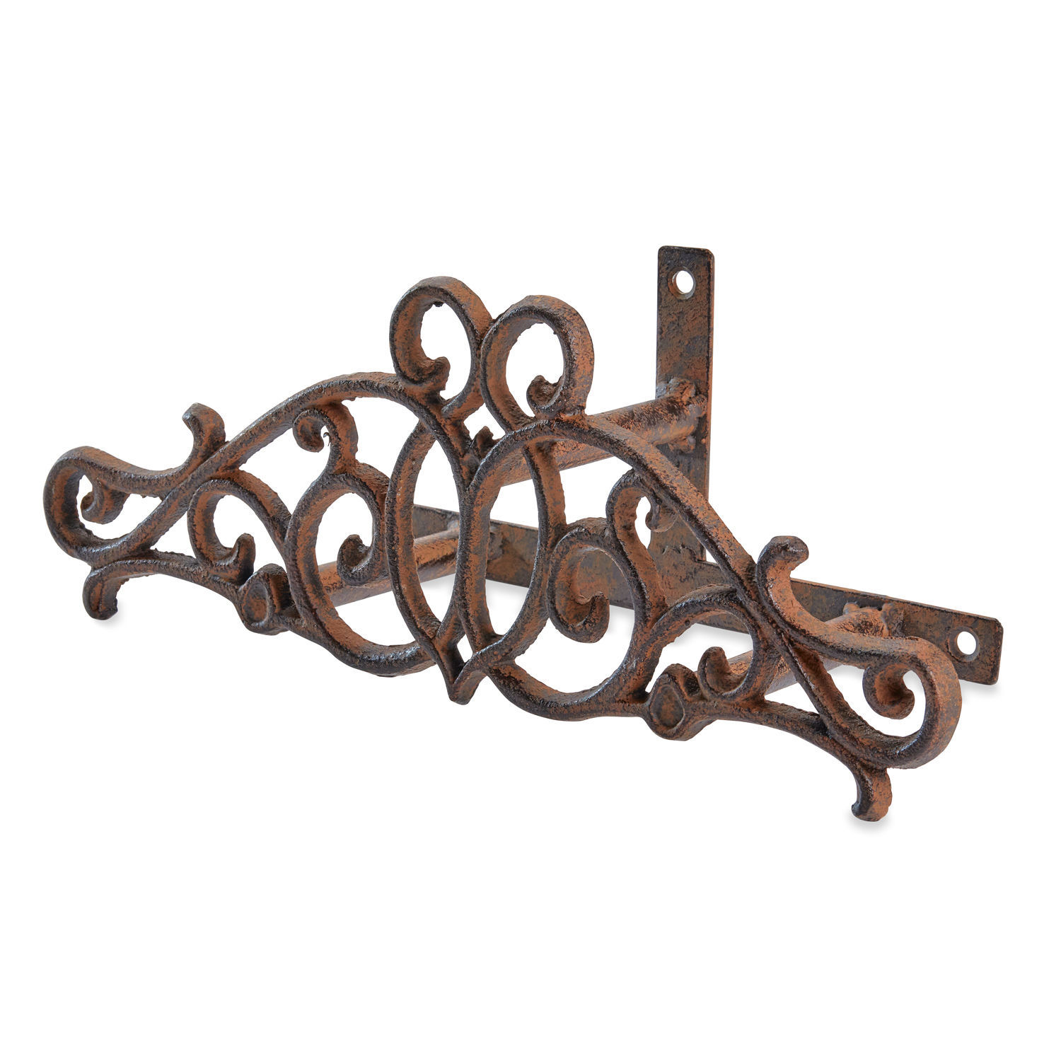 Schlauchhalter Dorhal Metall-Wandhalterung im rustikalen Stil mit dekorativen Rost-Optik Verzierungen