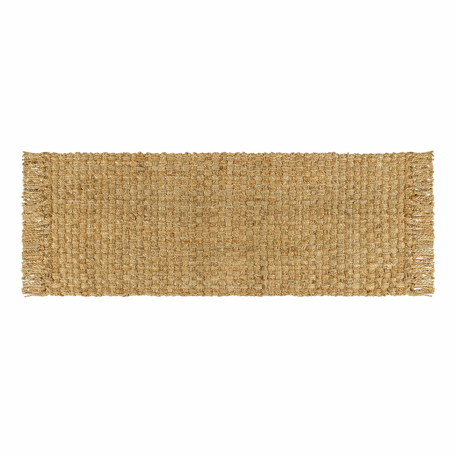 Läufer Moody Natürlicher Jute-Teppich in Beige mit Fransen, langlebig und dekorativ für Wohnräume
