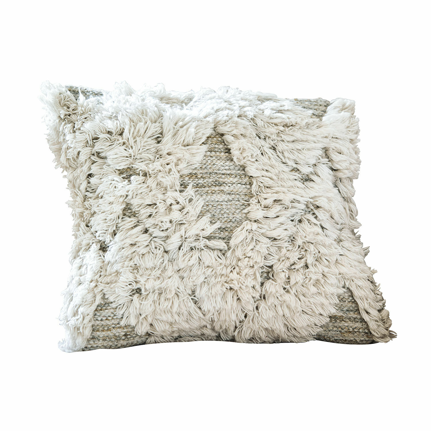 In-& Outdoorkissenhülle Meagan Dekoratives Baumwollkissen in Creme mit flauschigem Muster und Struktur für Wohnzimmer