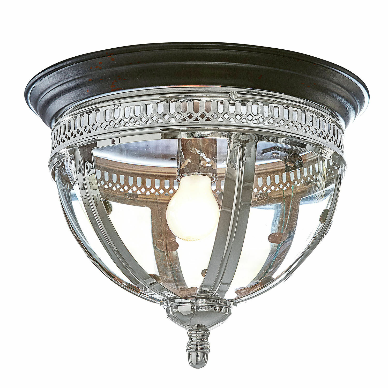 Wand- & Deckenlampe Toole Klassische Deckenleuchte aus Metall und Glas in Schwarz und Silber für stilvolle Innenbeleuchtung