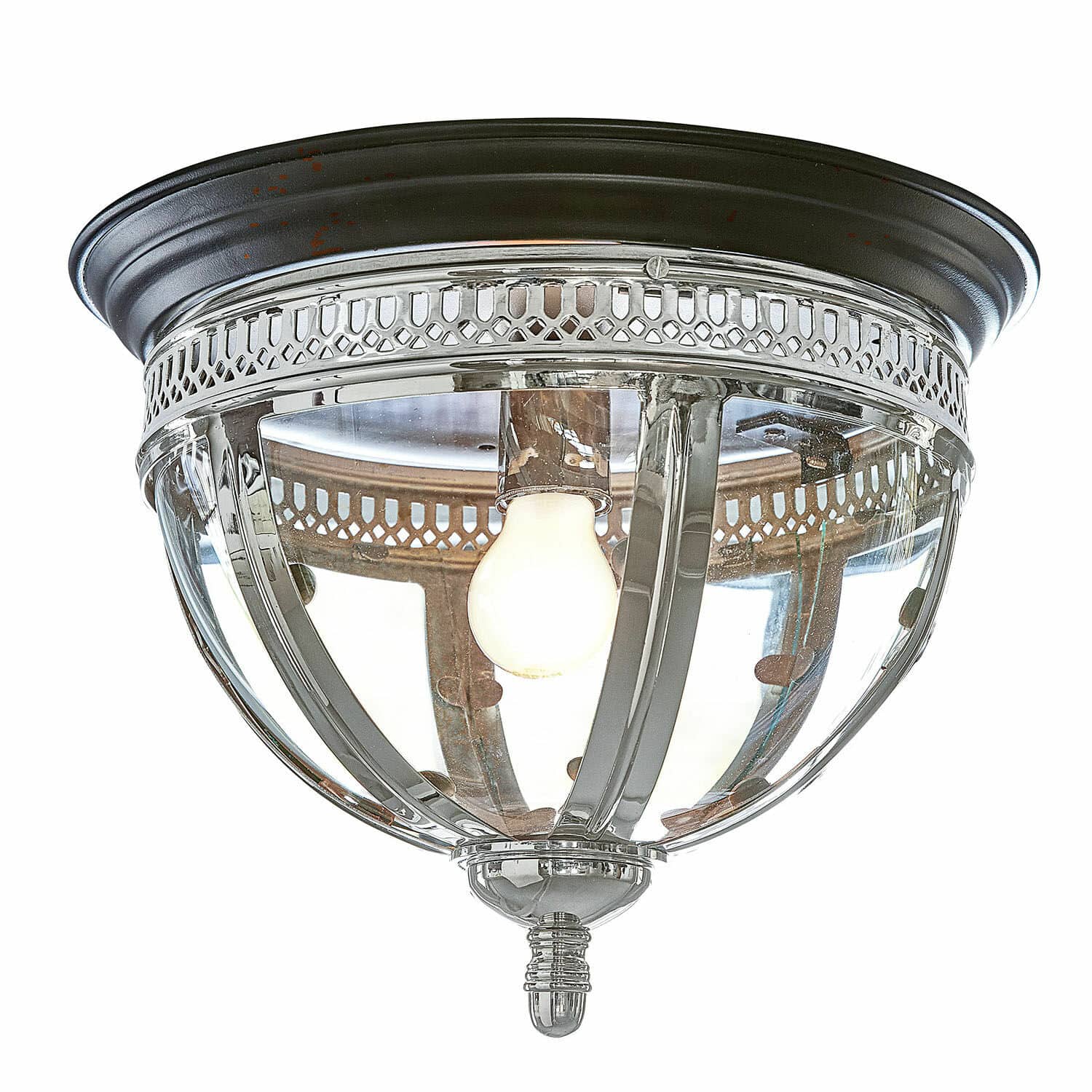 Wand- & Deckenlampe Toole Klassische Deckenleuchte aus Metall und Glas in Schwarz und Silber für stilvolle Innenbeleuchtung