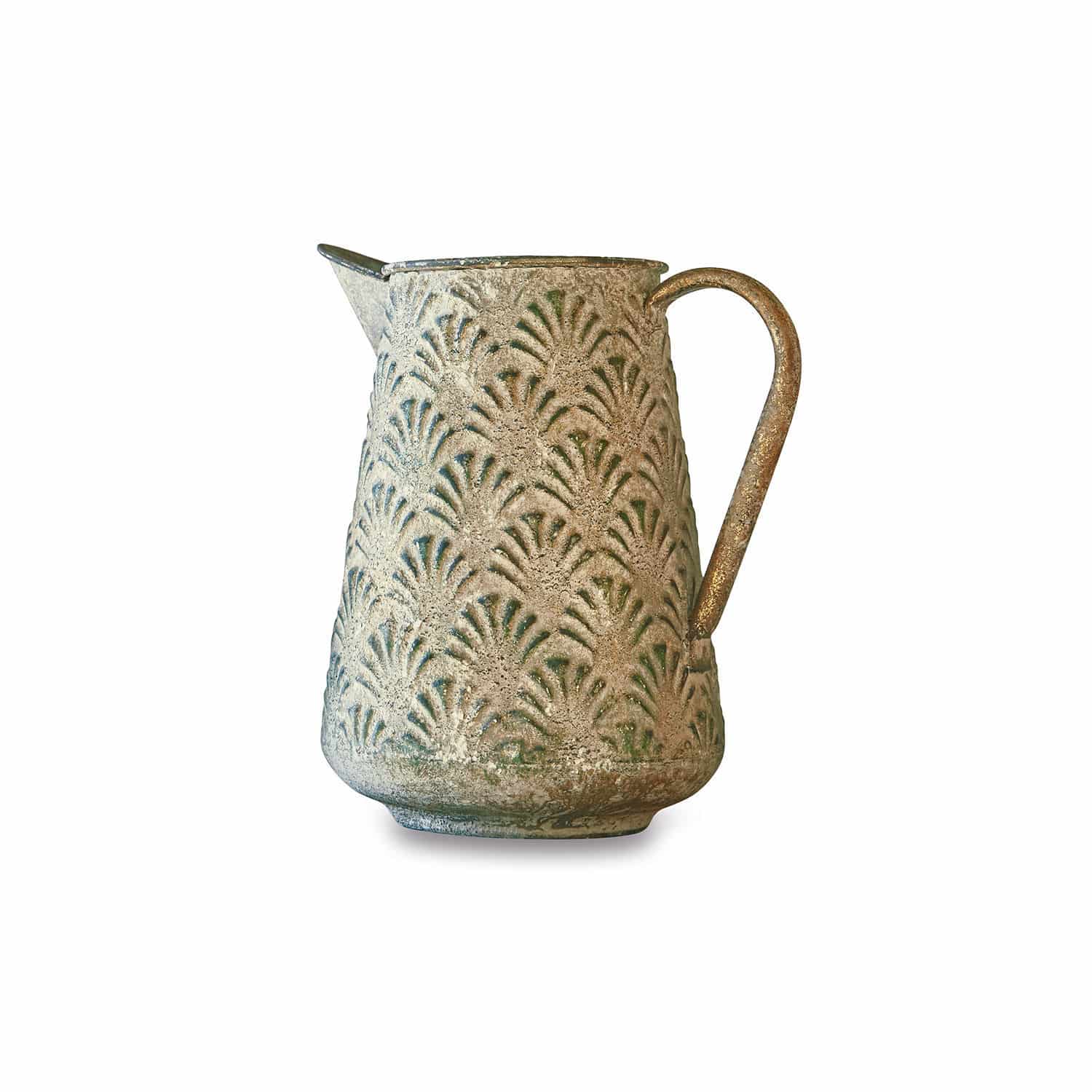 Deko-Kanne Iskele Keramikkrug mit grünem Muster und braunem Griff, dekorative Vase für Zuhause