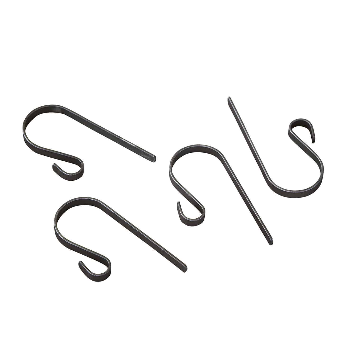 Set aus vier schwarzen Metallhaken zum Aufhängen, robuste Haushalts- und Gartenzubehör