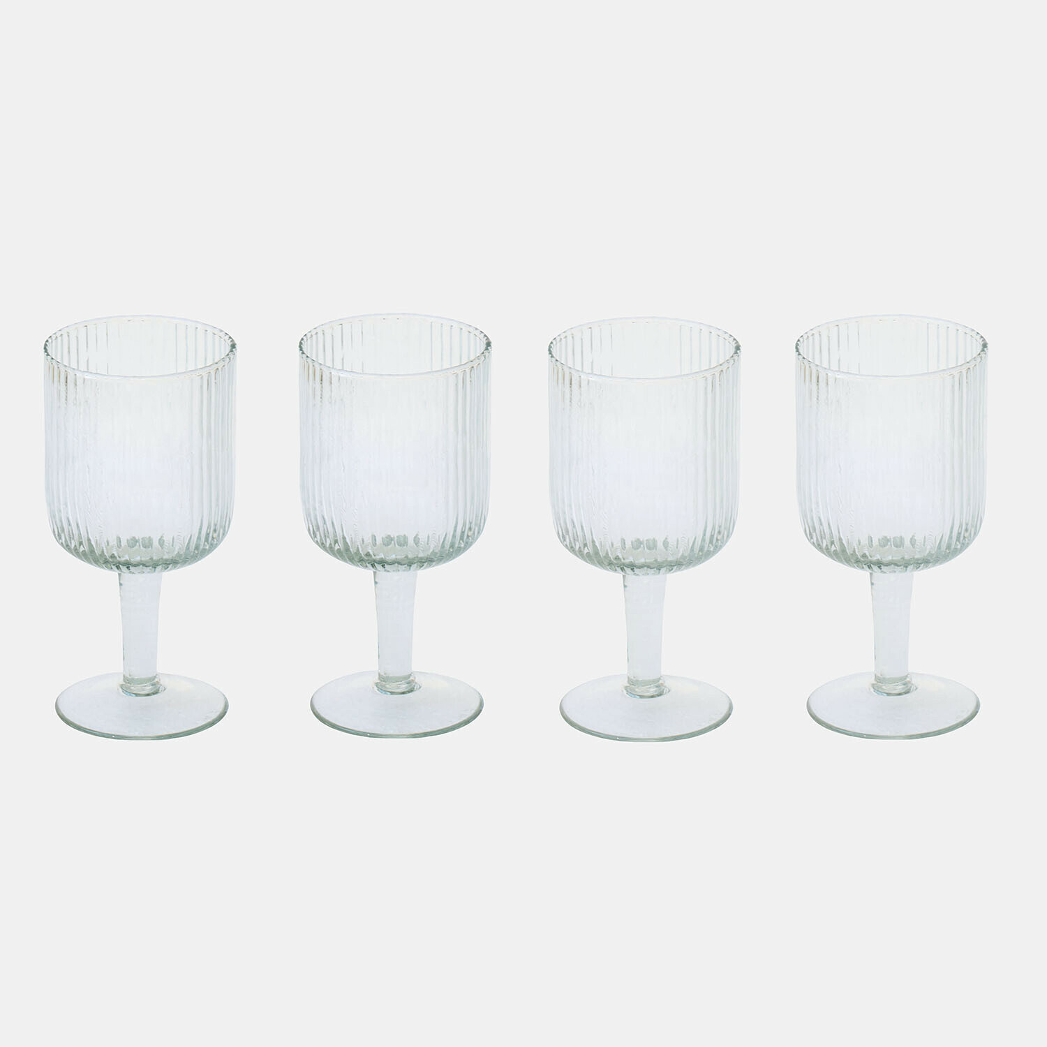 Glas 4er Set Caleza Set aus vier transparenten Gläsern mit Fuß und vertikaler Rillenstruktur, Trinkglas