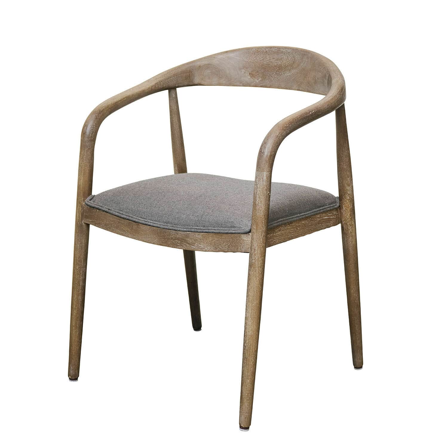 Stuhl Lucarno Stuhl aus Mangoholz mit grauem Polstersitz, modernes Design für Wohnzimmer