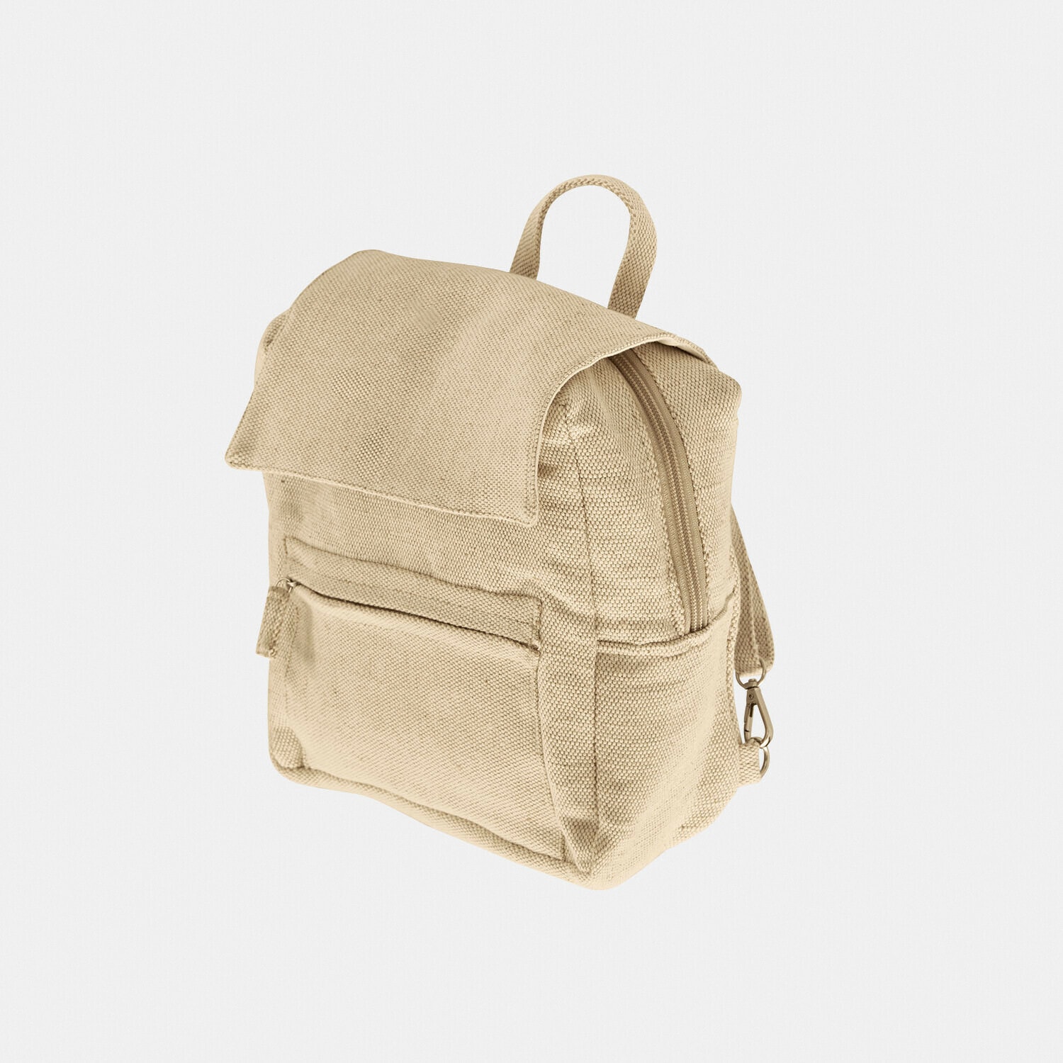 Kühlrucksack Pawera Beiger Stoffrucksack mit Klappe und Fronttasche, leichter und praktischer Alltagsrucksack