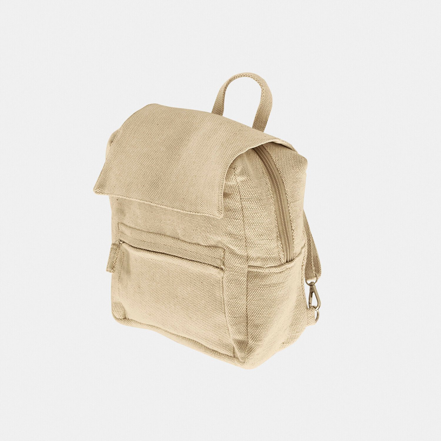 Kühlrucksack Pawera Beiger Stoffrucksack mit Klappe und Fronttasche, leichter und praktischer Alltagsrucksack