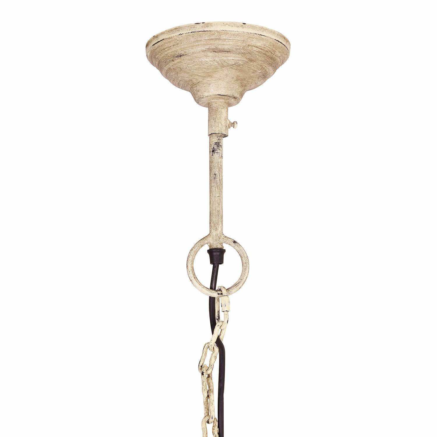 Metall-Deckenhalter in Creme mit Kette und Kabel für Hängelampe