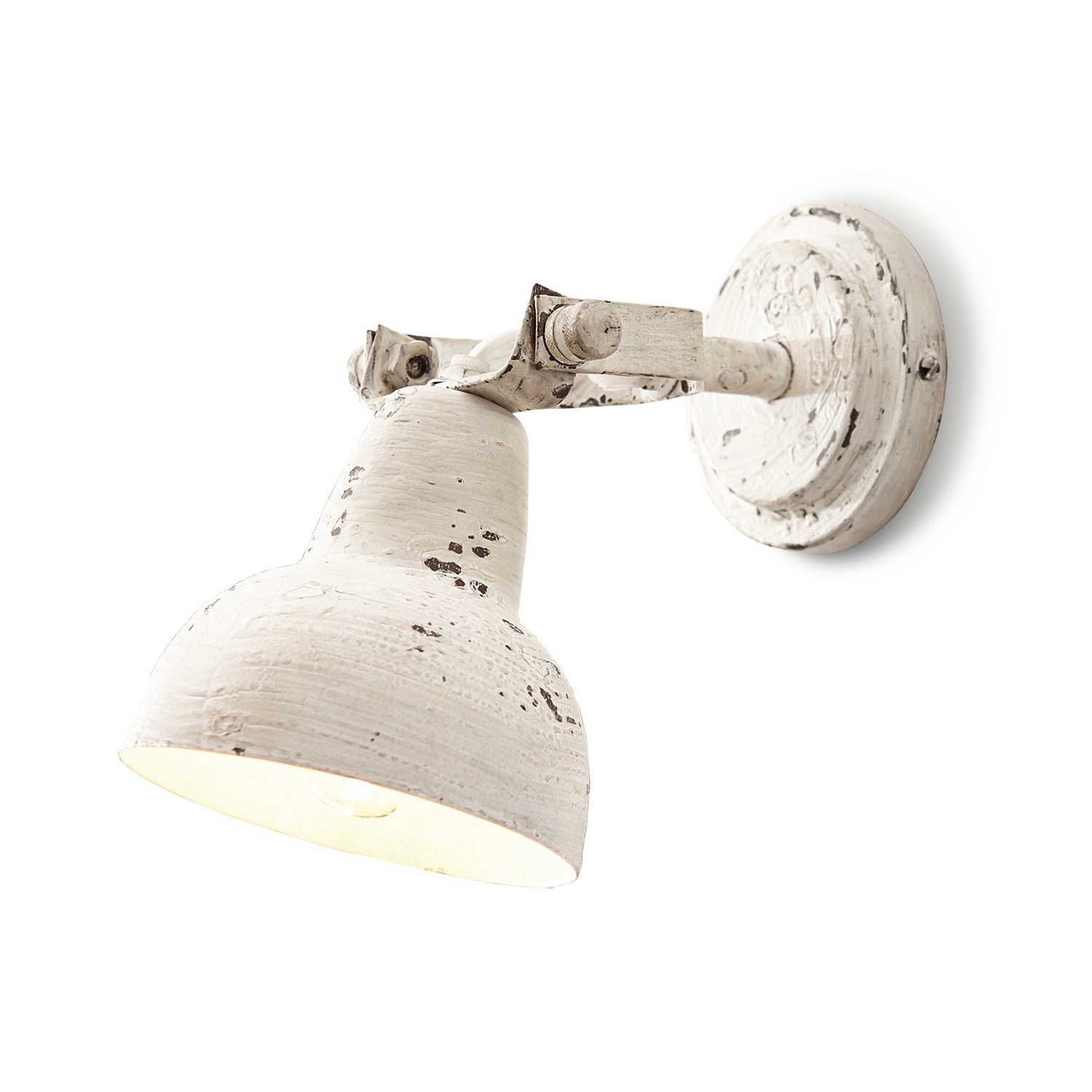 antikweiß Wandlampe Rieke aus Metall in antikweiß, Vintage-Stil, dekorative Wandbeleuchtung