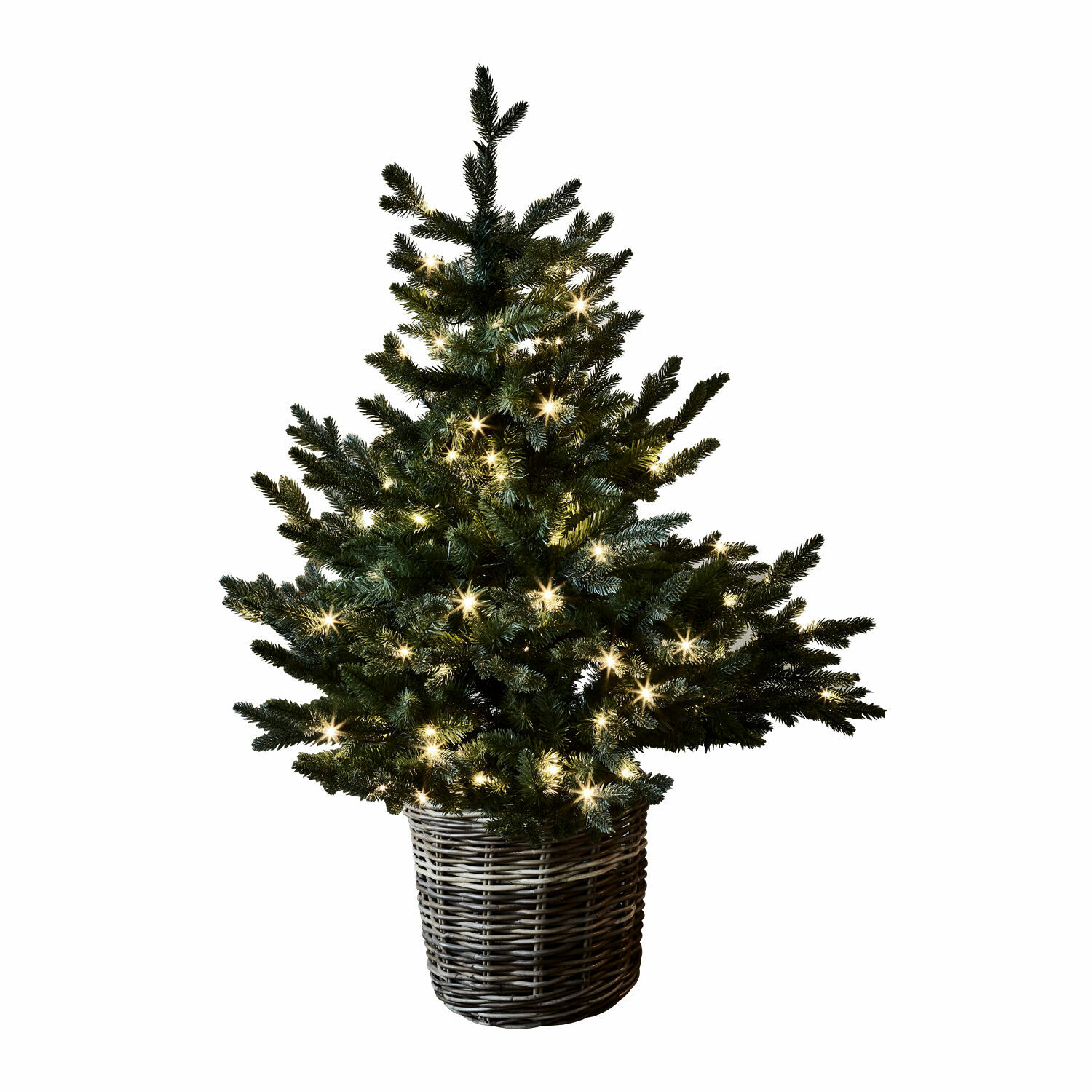 LED-Baum Mantilly Künstlicher Weihnachtsbaum im Korb aus Weide mit warmweißen Lichtern, festliche Dekoration