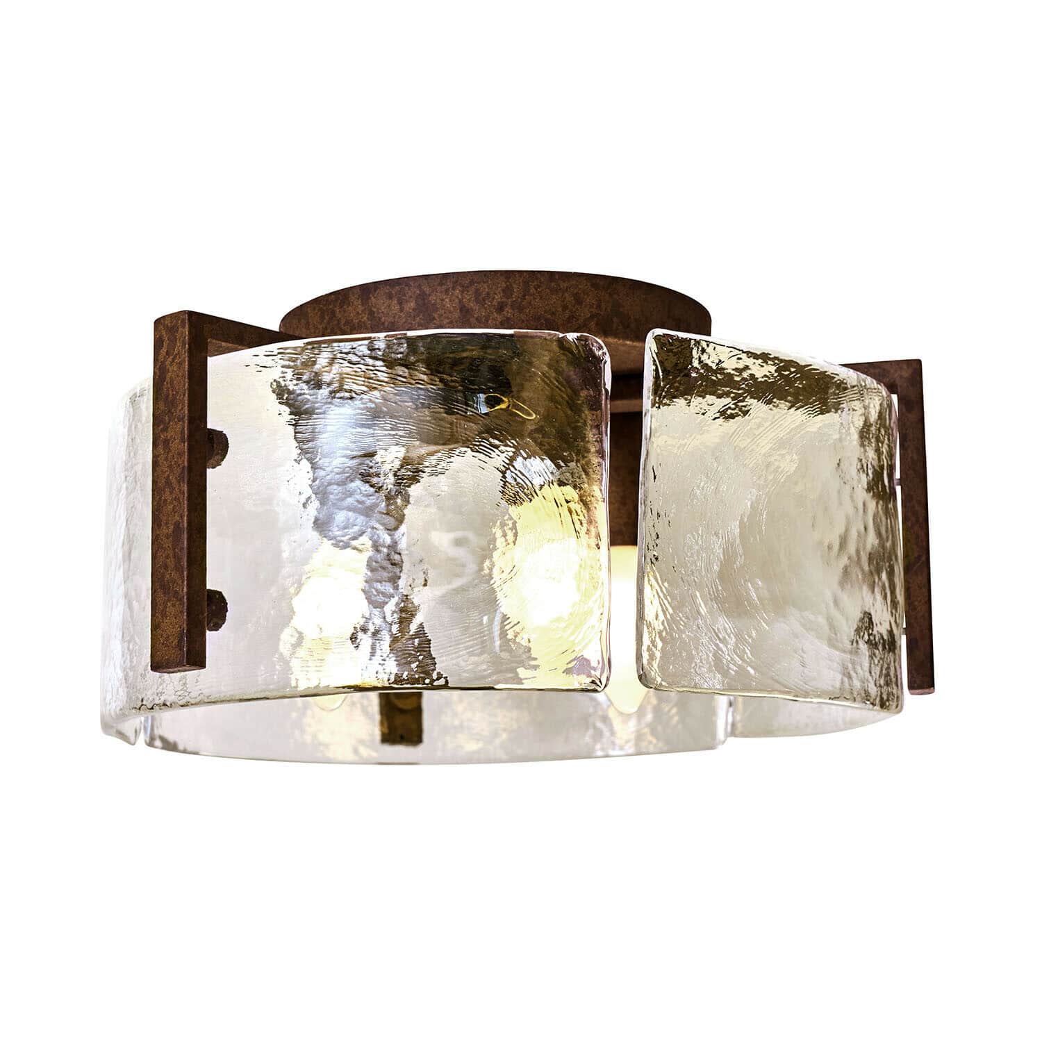Deckenleuchte aus Messing und Glas mit rustikalem Look, dekorative Lampe für Wohnzimmer oder Flur