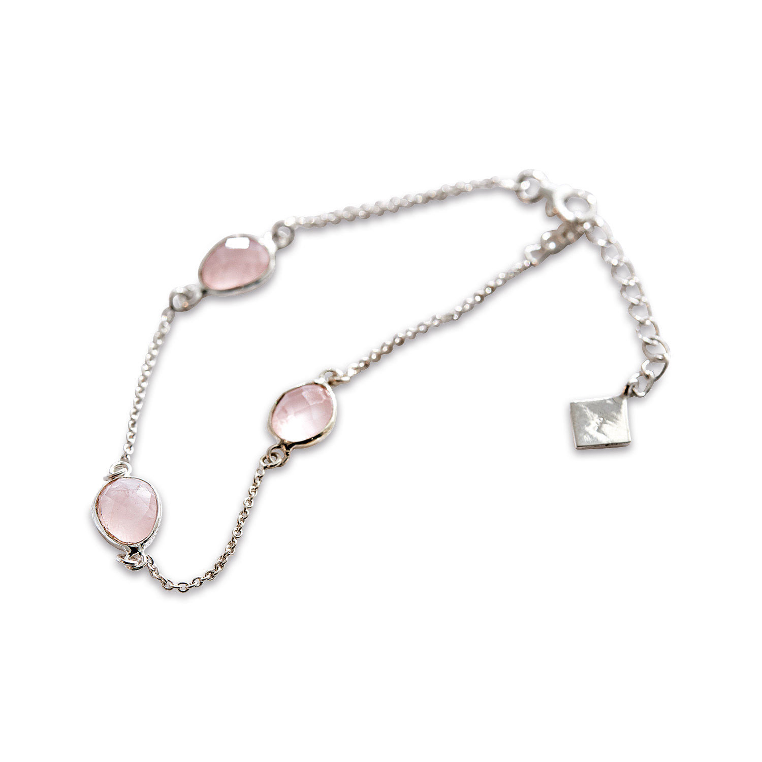 Feines Silberarmband mit rosa Steinen, eleganter Damenschmuck