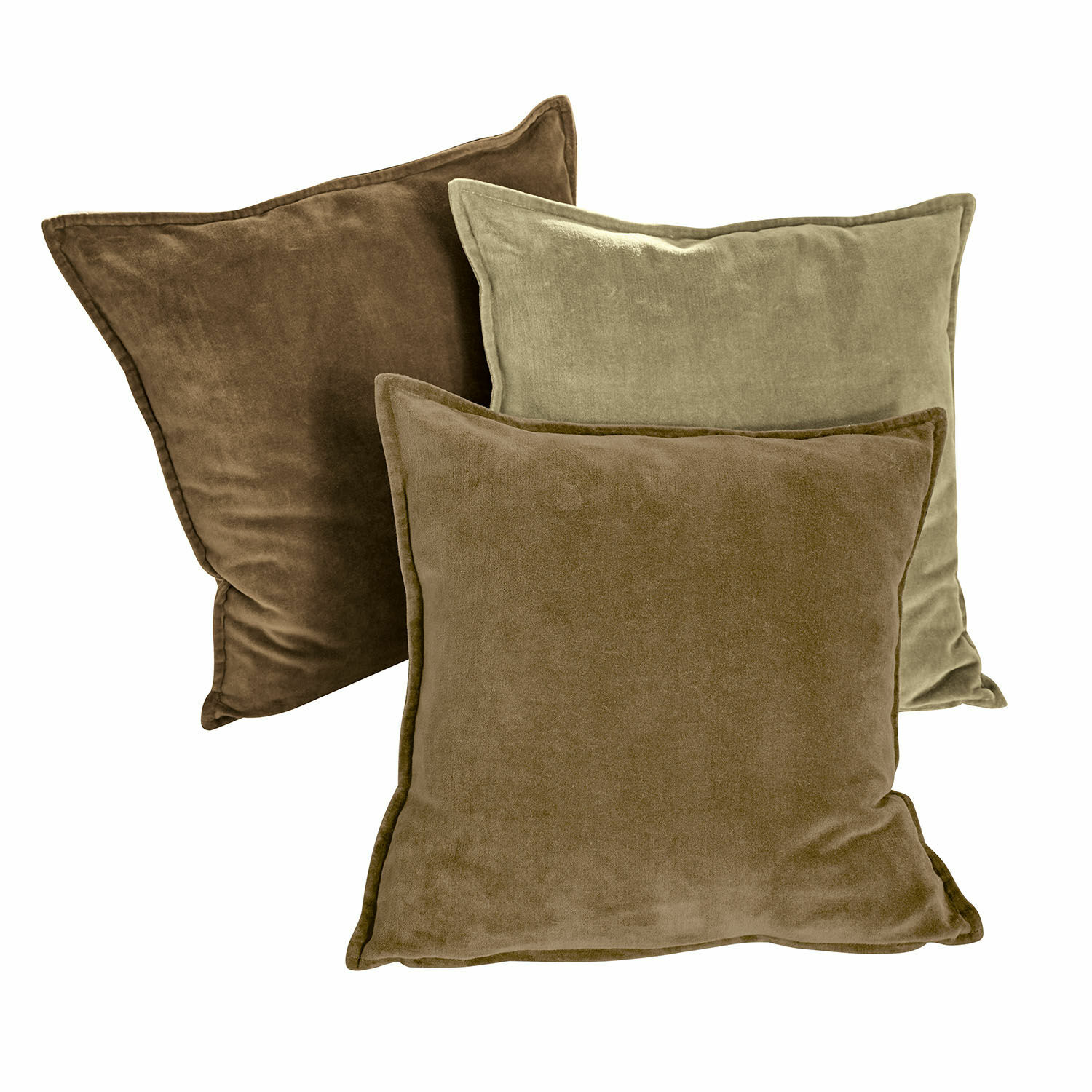 3er Set Kissenhüllen Lumeau aus weichem Material in Beige und Braun für Wohnraumdeko