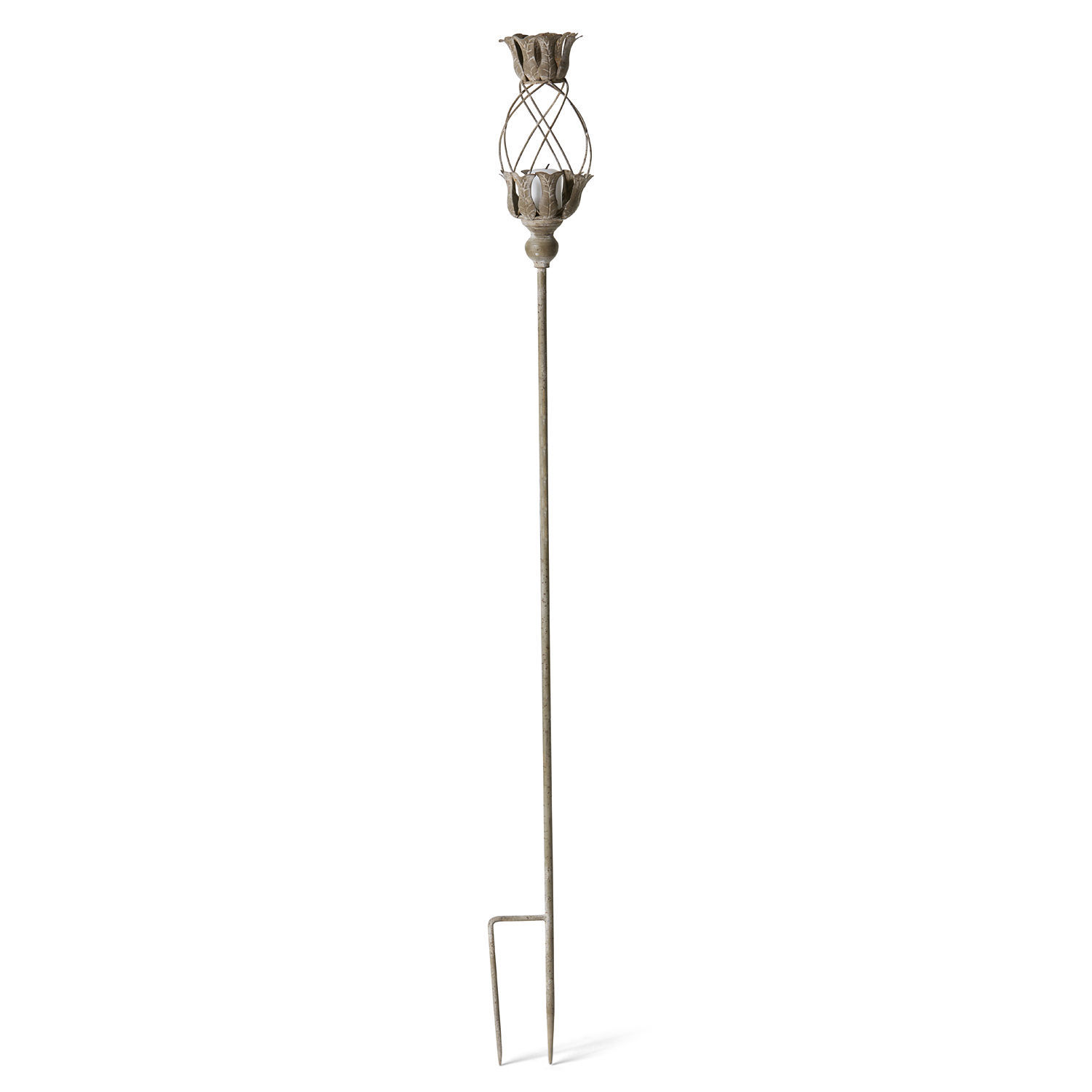 Laterne Ciranne Dekorativer Metall-Gartenstab in antikem Braun mit Blumenmotiv, stilvolle Gartendekoration