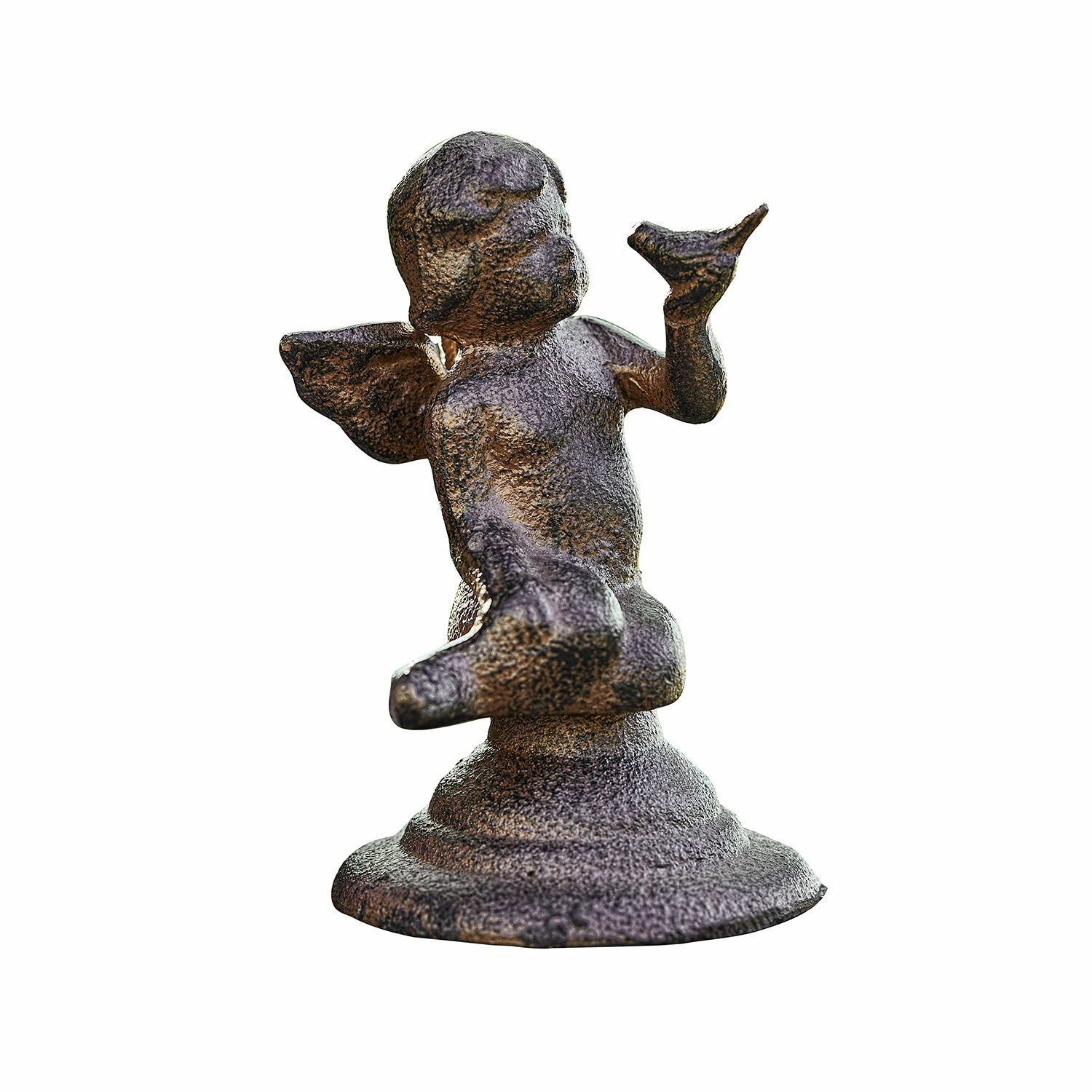 Deko-Engel Zaliora Bronzefarbene Metallfigur eines Engels, dekorative Garten- oder Wohnaccessoire
