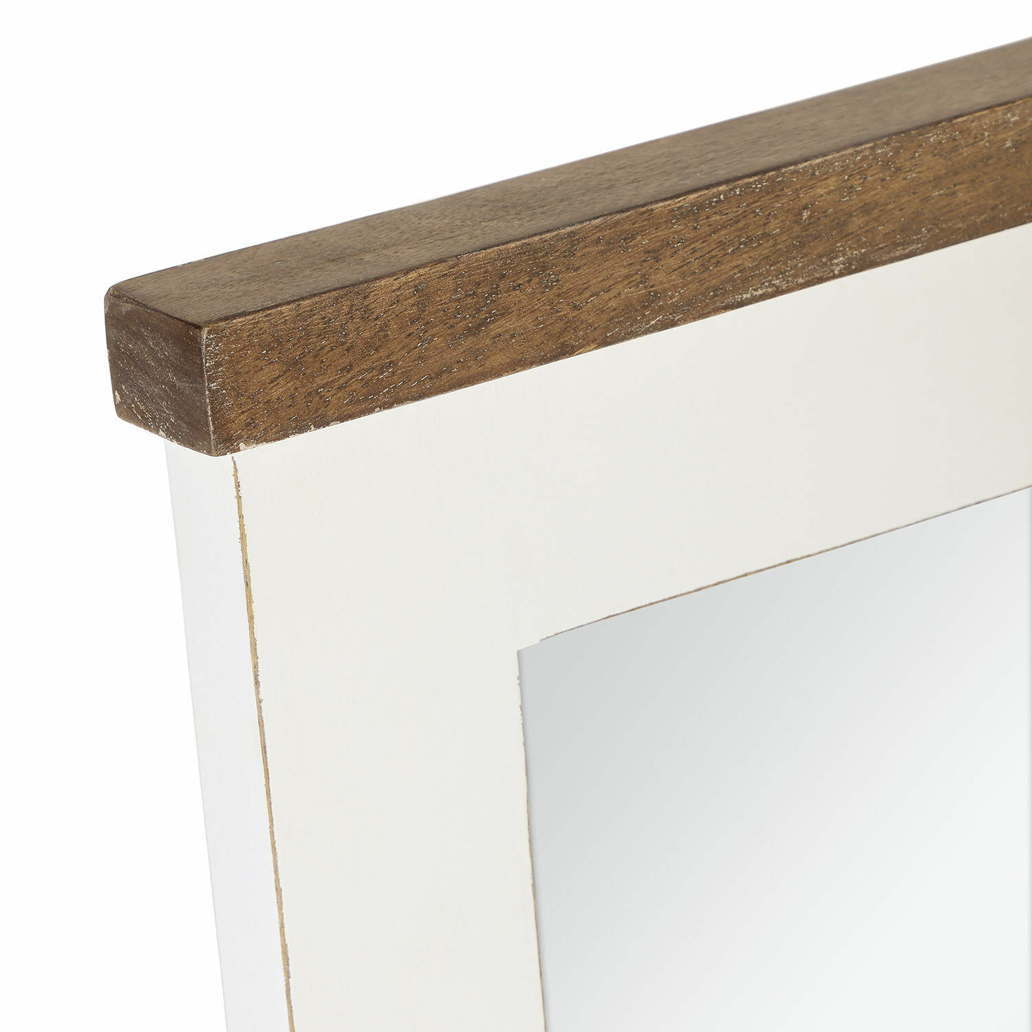 Weißer Holzrahmen mit braunem Holzabschluss, dekoratives Wohnaccessoire