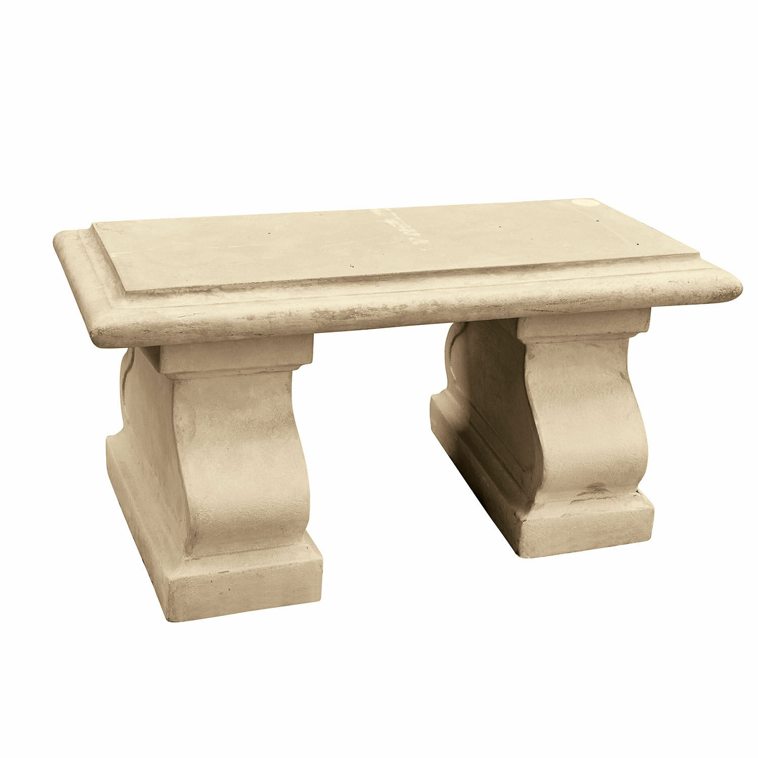 Beige Gartenbank aus Beton mit klassischem Design, langlebiges Outdoor-Möbel
