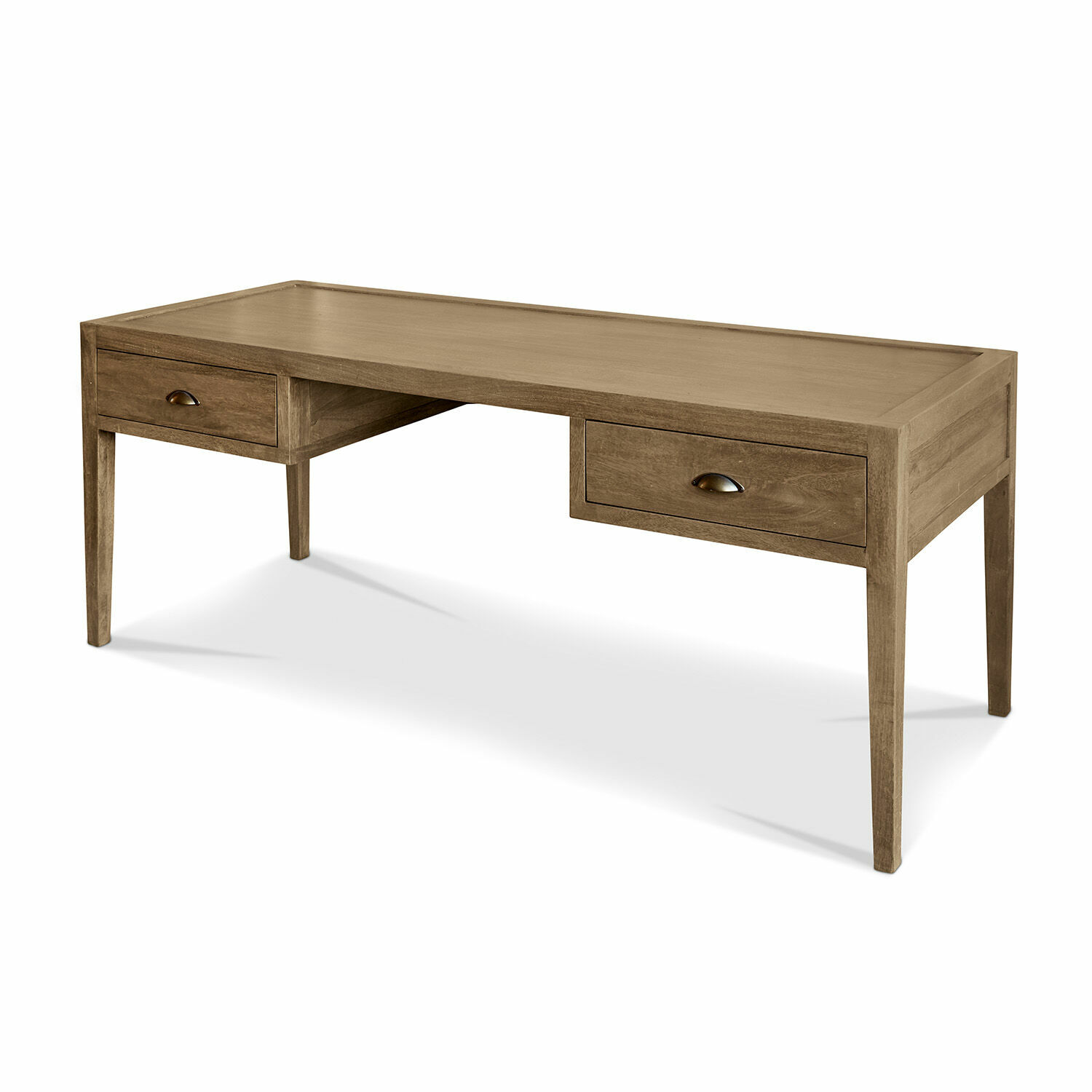 Holz-Couchtisch mit zwei Schubladen in natürlichem Braun für das Wohnzimmer