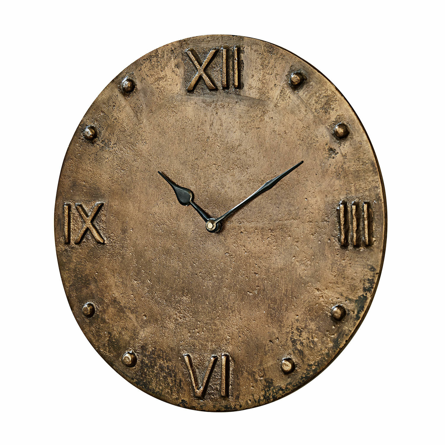 Uhr Kaleens Runde Wanduhr aus Messing im Vintage-Stil mit römischen Ziffern und schwarzen Zeigern