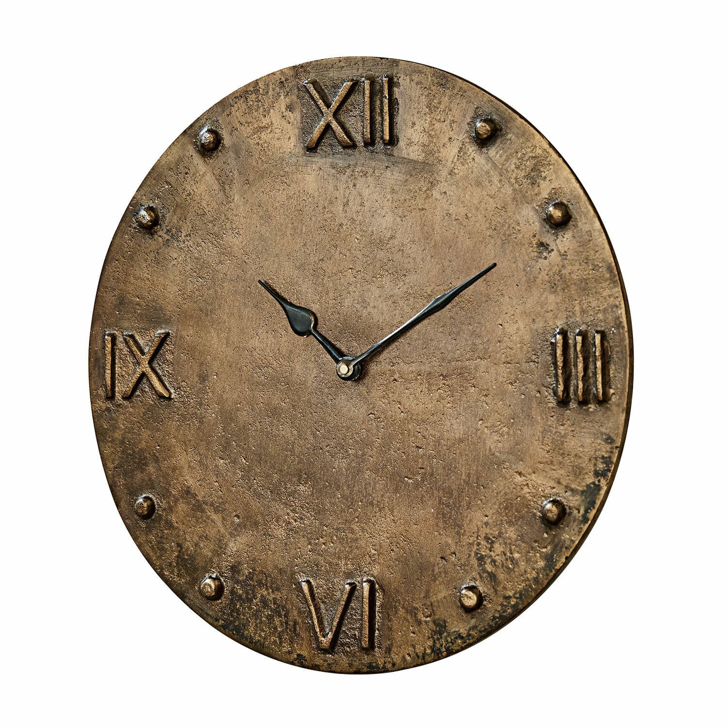 Uhr Kaleens Runde Wanduhr aus Messing im Vintage-Stil mit römischen Ziffern und schwarzen Zeigern
