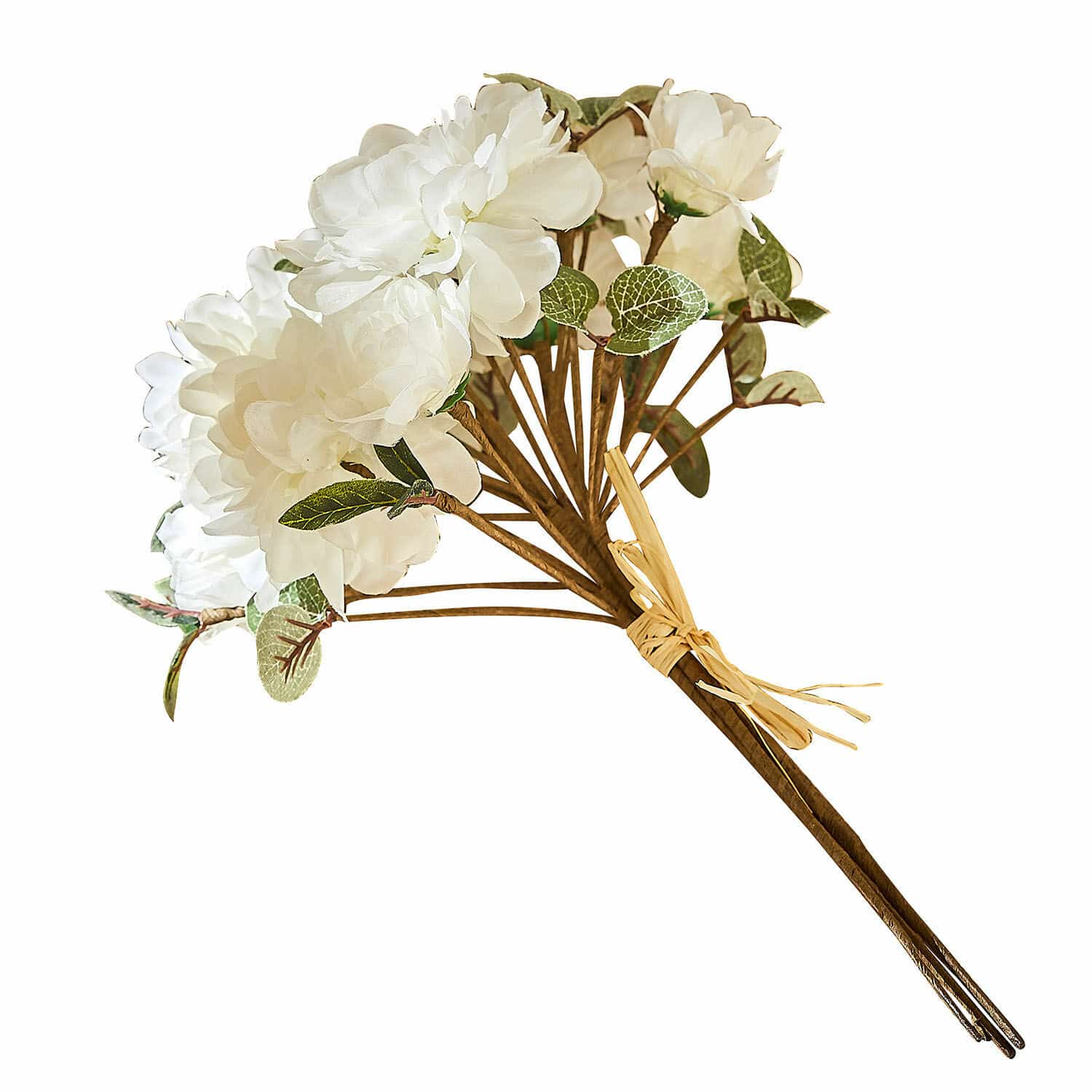 Deko-Blumenstrauß Quérisse Strauß aus weißen künstlichen Blüten mit grünen Blättern und braunen Stielen zur Wohnraumdekoration