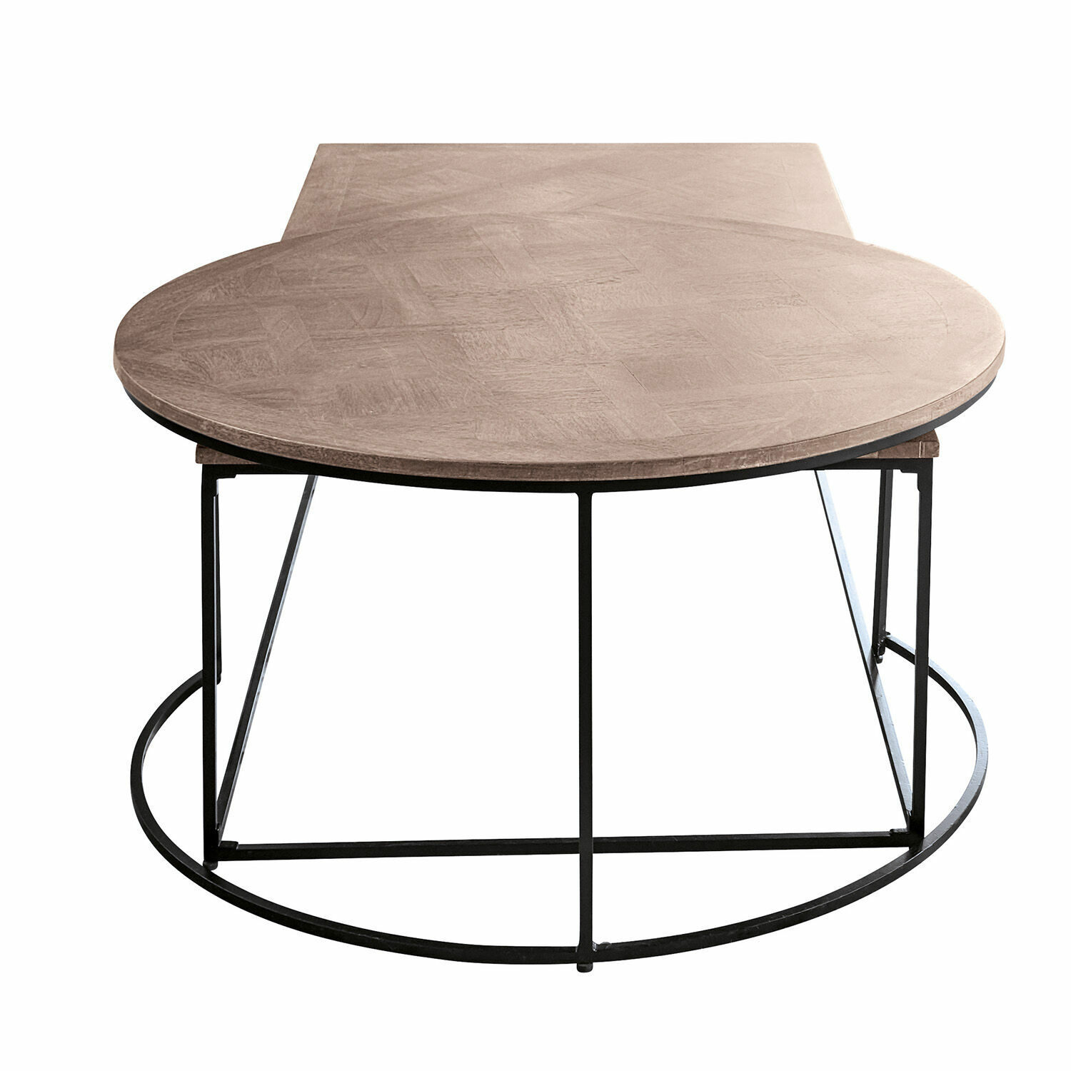 Moderner Couchtisch mit hellem Holz und schwarzem Metallgestell, stilvoll für Wohnzimmer