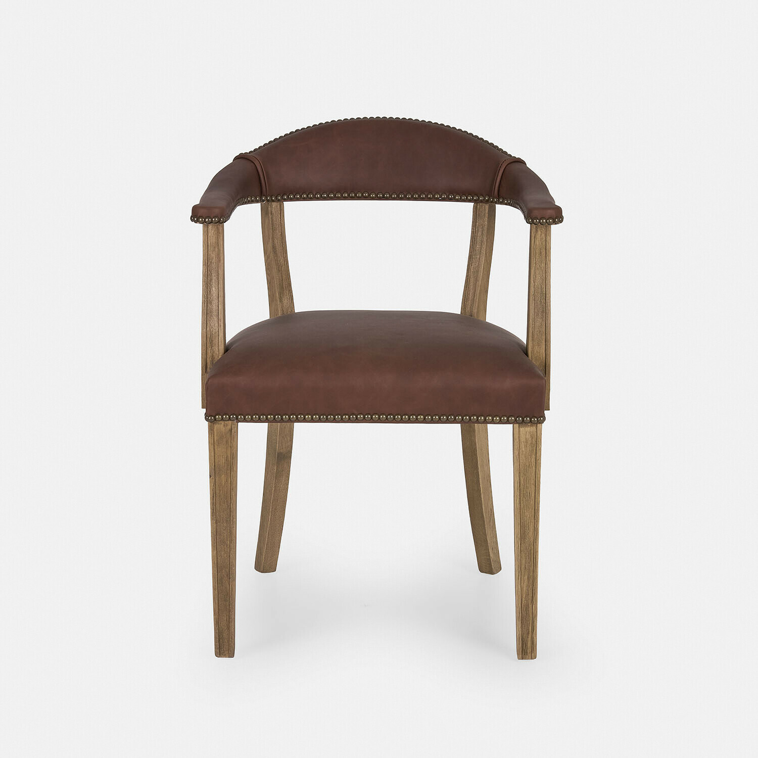 braun Stuhl Heaton aus braunem Leder mit Holzgestell, stilvolles Möbelstück für Wohnzimmer oder Büro
