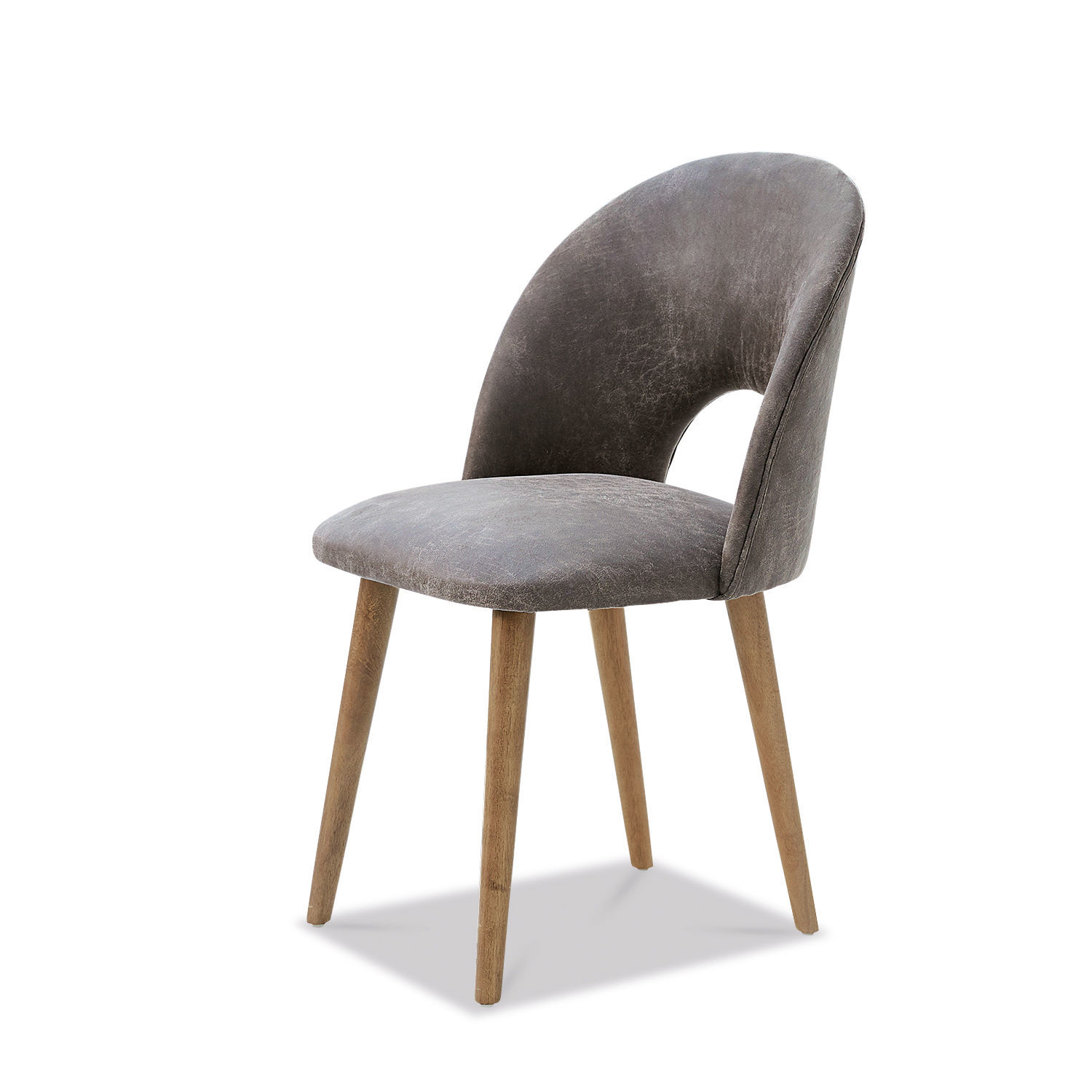 Stuhl Rochepot Grau gepolsterter Stuhl mit Holzbeinen, modernes Design für Esszimmer oder Büro
