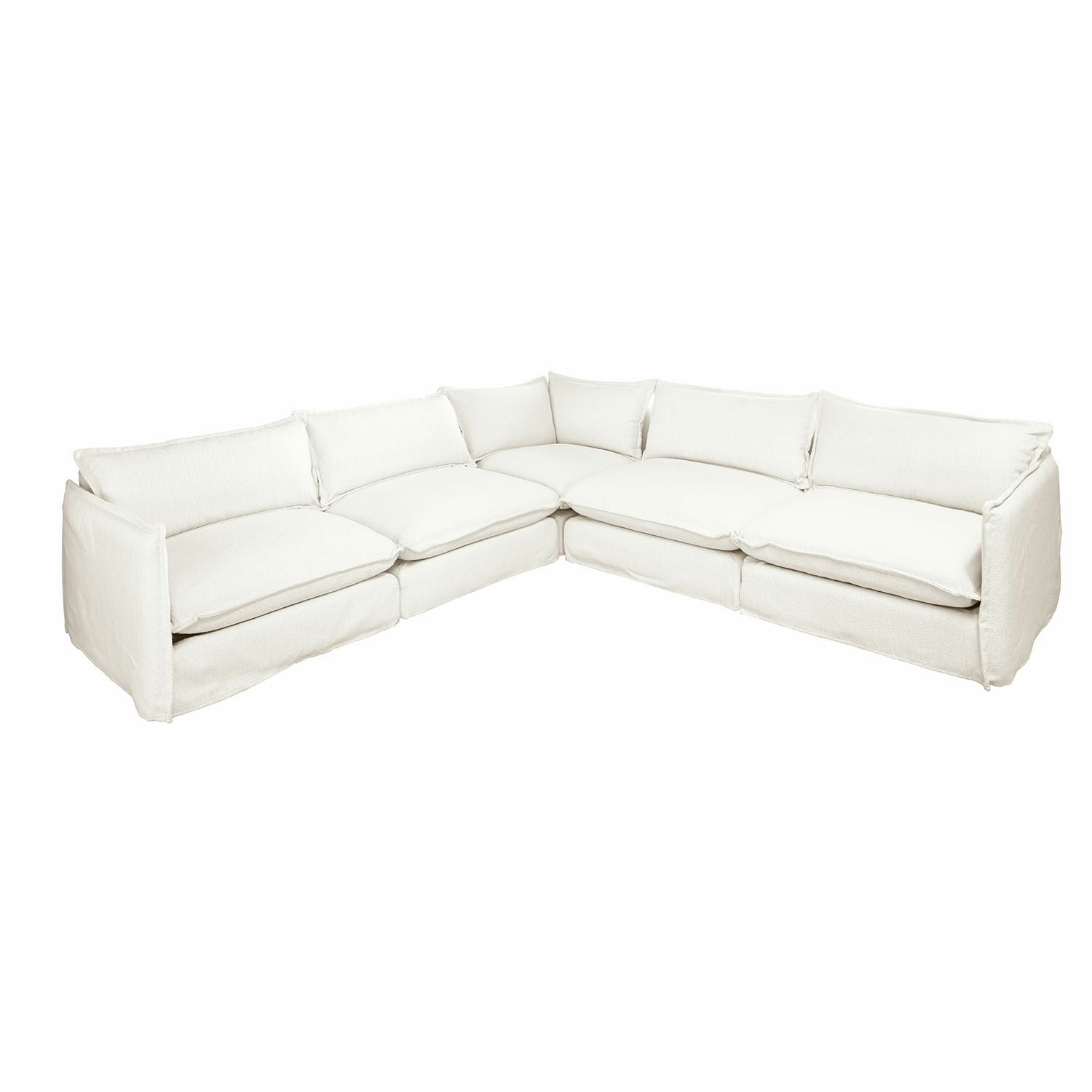 Ecksofa Illingworth in cremefarbenem, weichem Stoff, komfortabel für Wohnzimmer, modernes Design