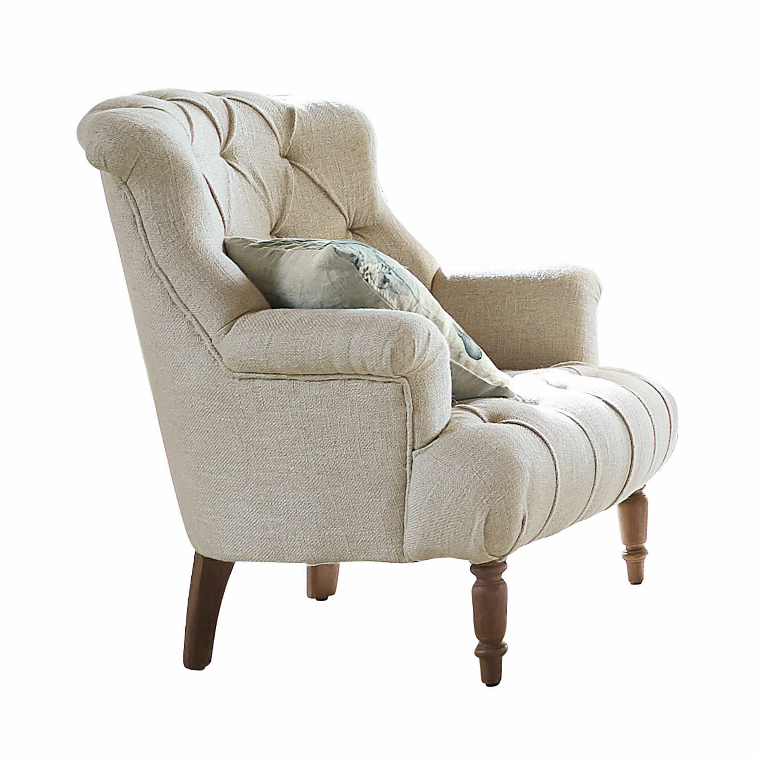 Sessel Parranquet Beige gepolsterte Stoffsofa mit Holzbeinen und dekorativem Kissen für Wohnzimmer