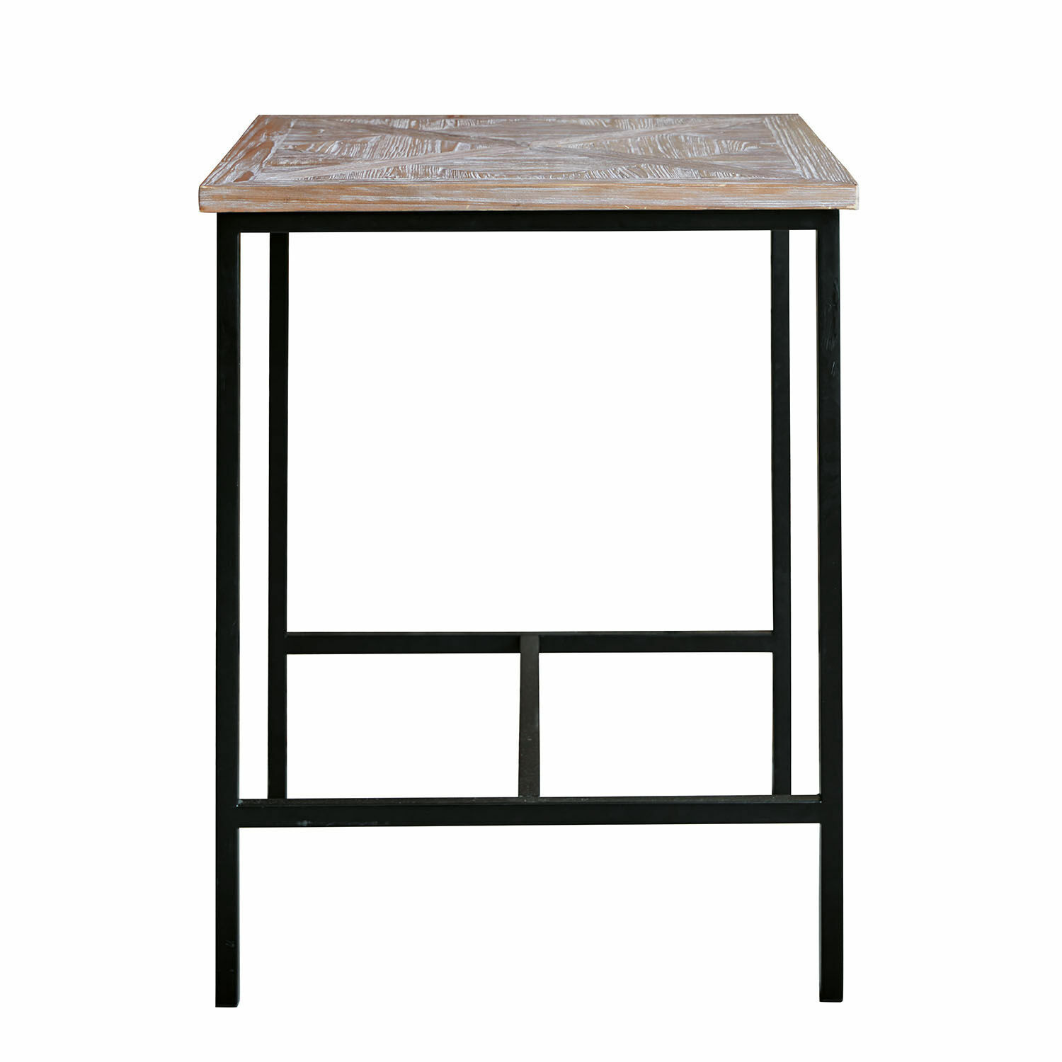 Quadratischer Tisch mit Holzplatte und schwarzem Metallgestell, moderner Wohnzimmertisch