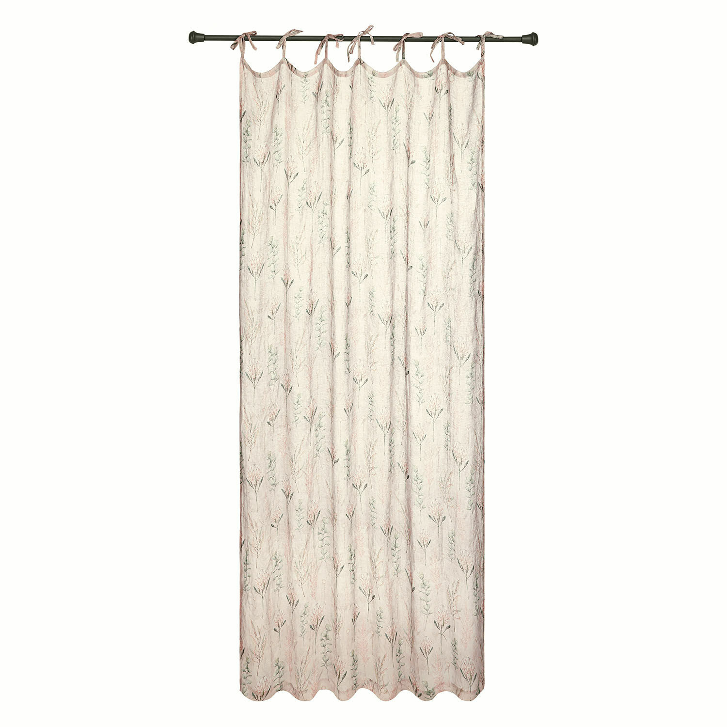 Baumwollvorhang in Hellrosa mit zartem Pflanzenmuster für stilvolle Fensterdekoration