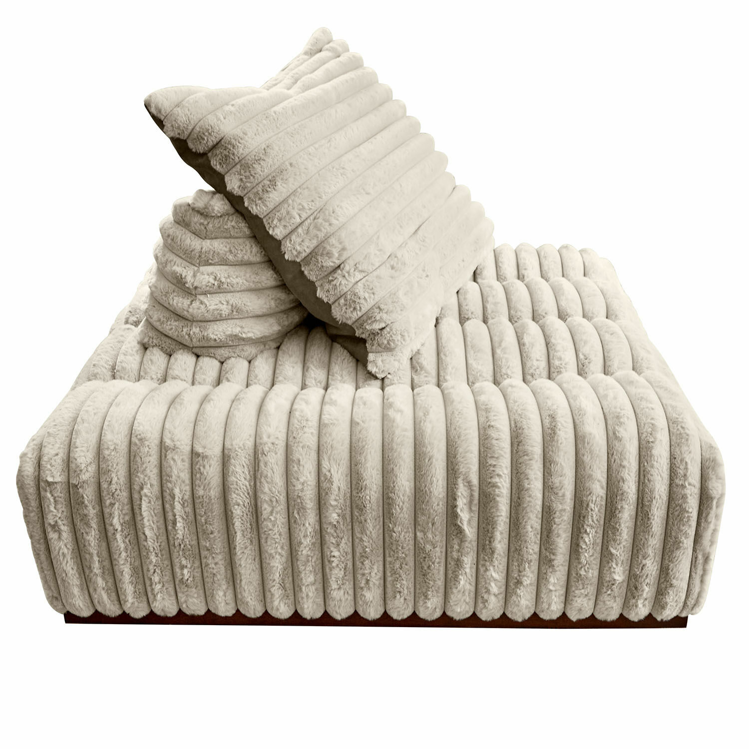 Beige weiches Kissen und Überwurf aus Plüsch mit gerippter Struktur für Wohnzimmer