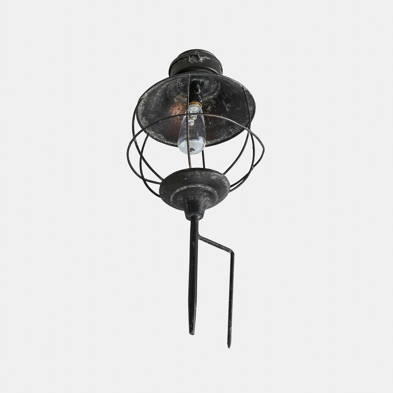 Solar-Laterne Trelonne Schwarze Metall-Gartenlampe mit Schirm und Glühbirne, dekorative Außenbeleuchtung