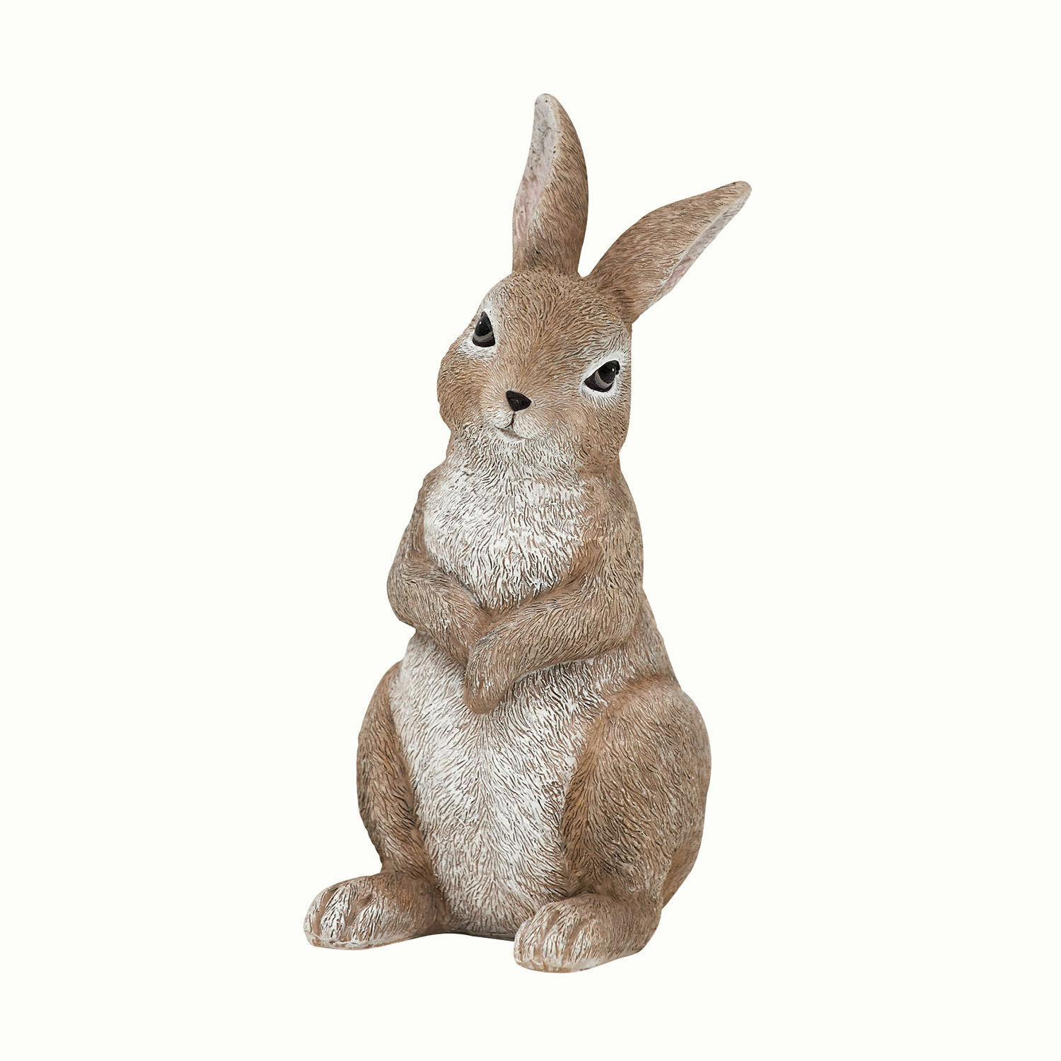 Deko-Hase Milli Hasenfigur aus Kunststoff in Braun-Weiß für Wohn- und Gartendekoration