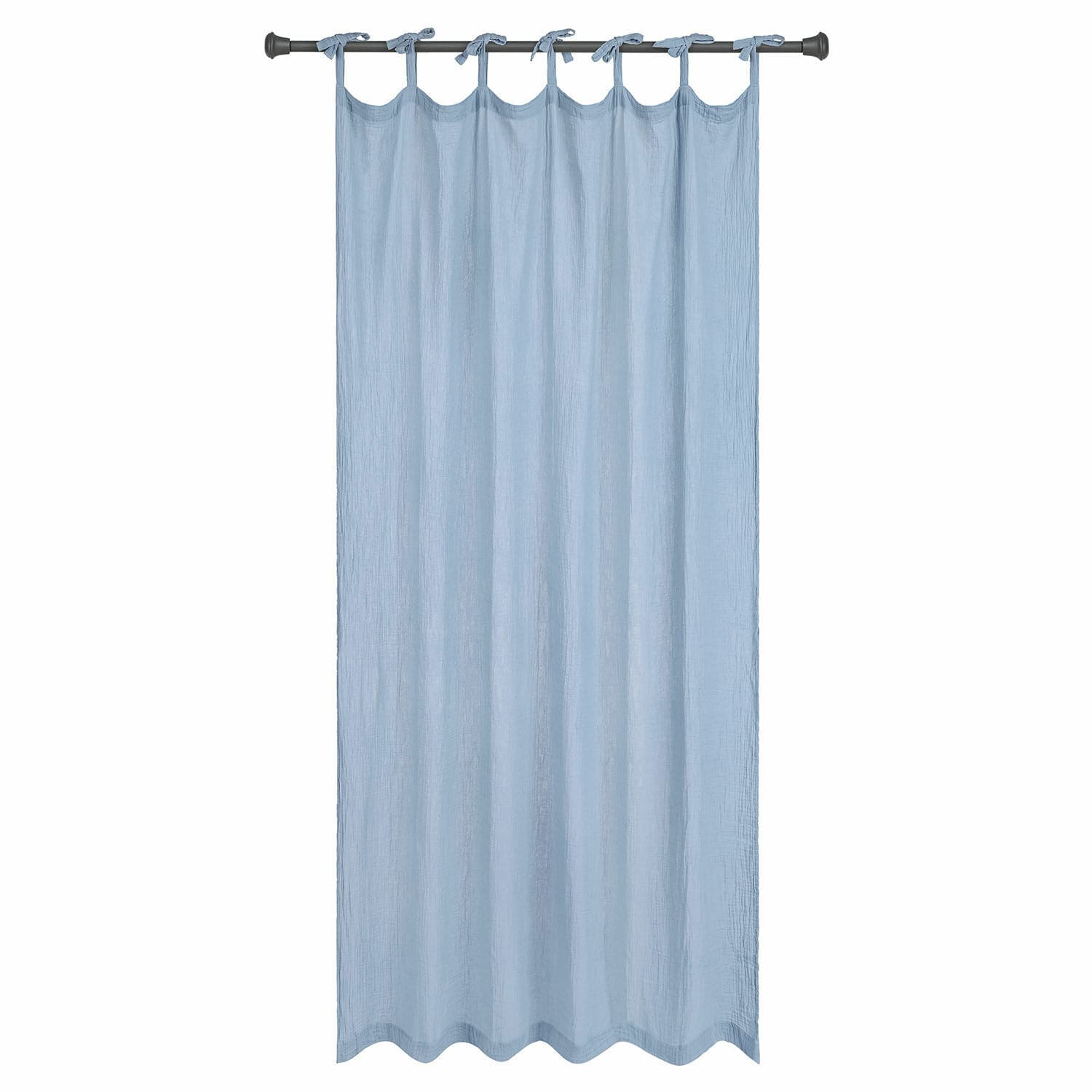 Gardine Valserino Leichter Vorhang aus blauem Leinen mit gebundenen Schlaufen, stilvolle Fensterdekoration