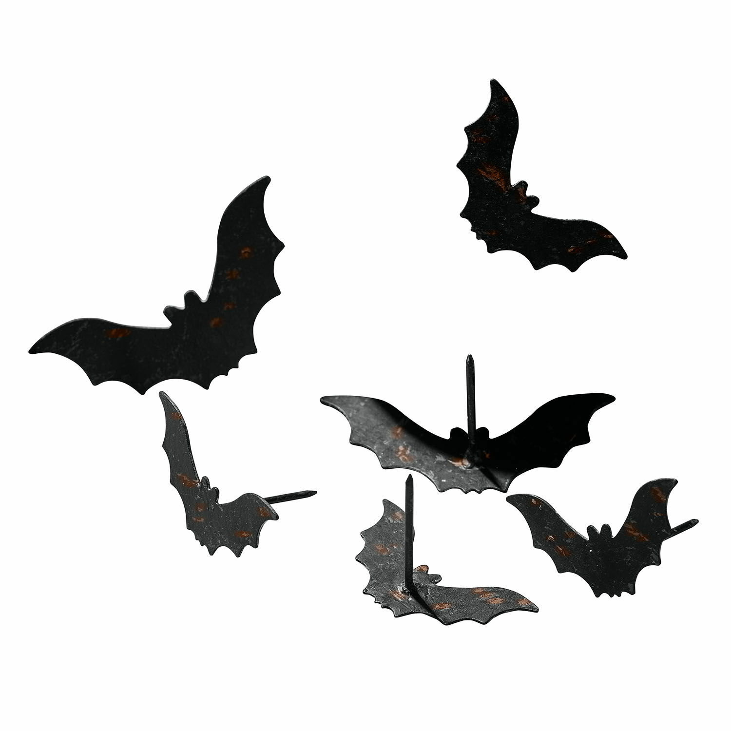 Deko-Pin 6er Set Blenoir Schwarze Metall-Dekonietopern mit Rostoptik zum Aufhängen als Halloween- oder Wanddeko