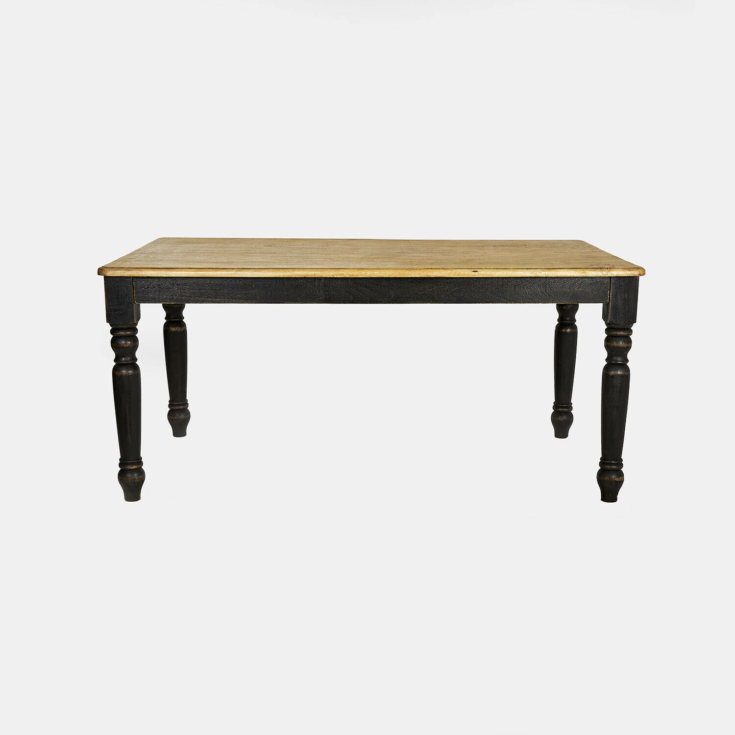 braun/antikschwarz Lisan Holztisch in Braun und Antikschwarz mit gedrechselten Beinen, klassisches Esszimmermöbel