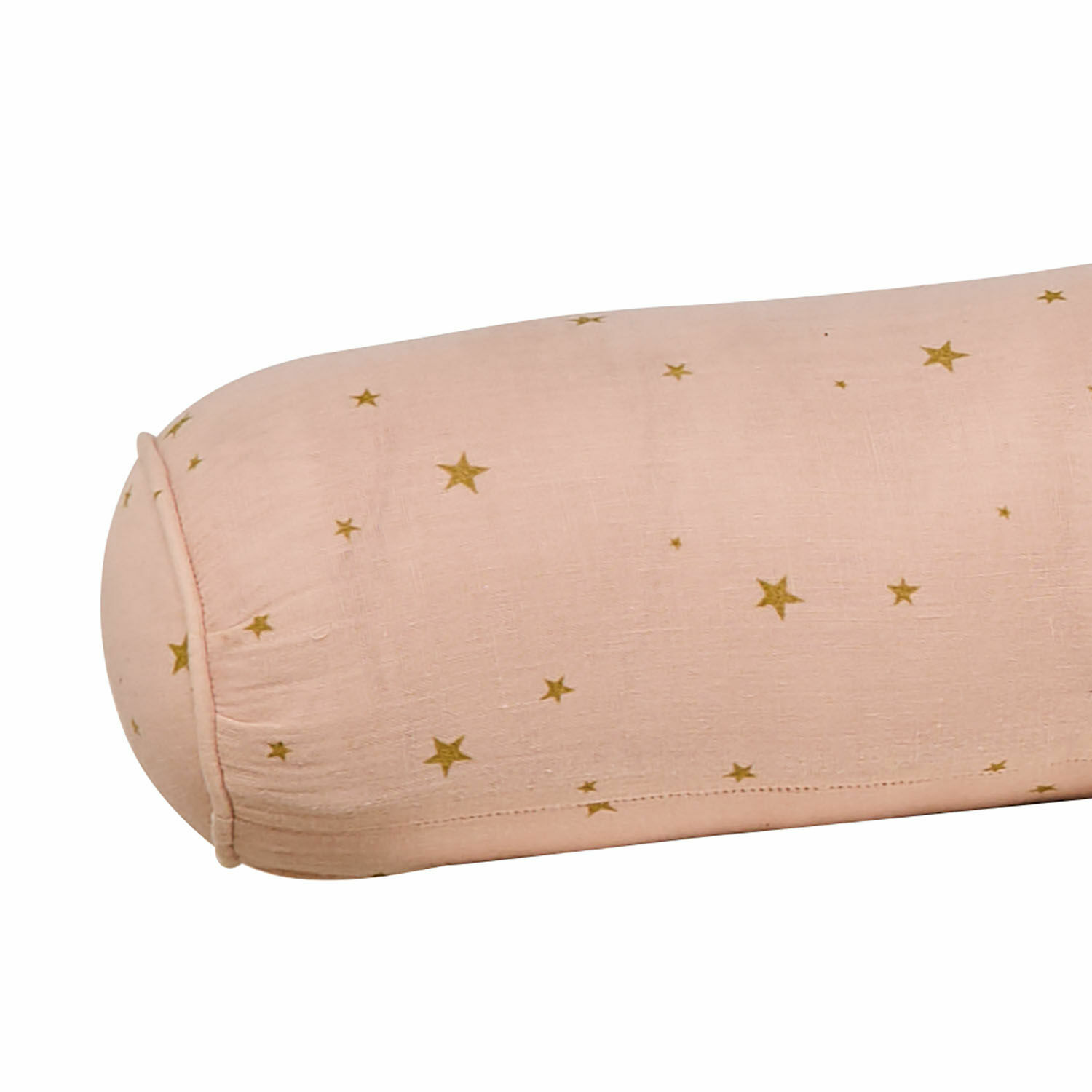 Langer Dekokissen in Rosa mit goldenen Sternen aus weicher Baumwolle für gemütliche Räume